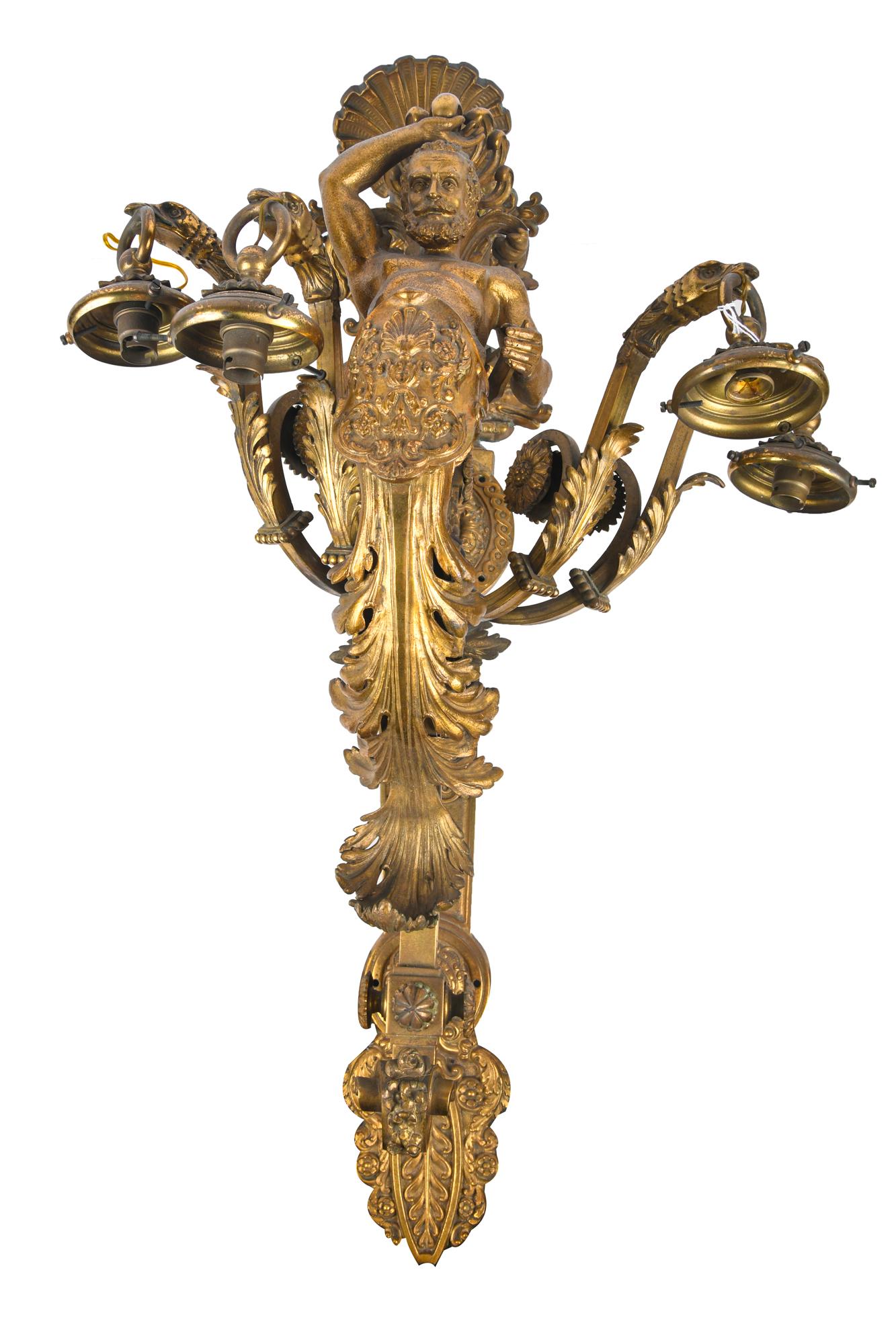 NEOCLASSIC GILT BRONZE WALL SCONCE (1 of 11)