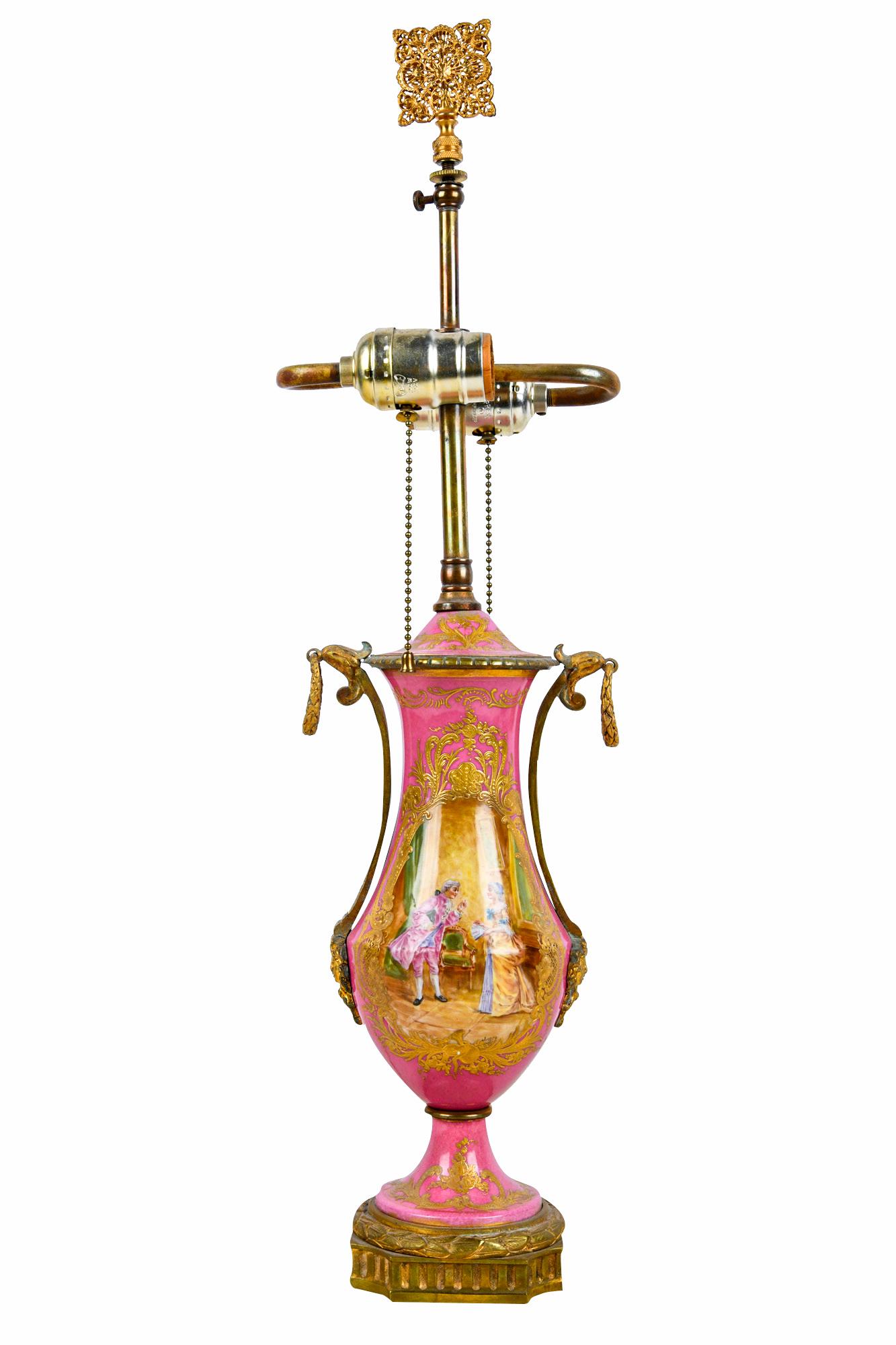 SEVRES STYLE PORCELAIN & GILT METAL URN (1 of 7)