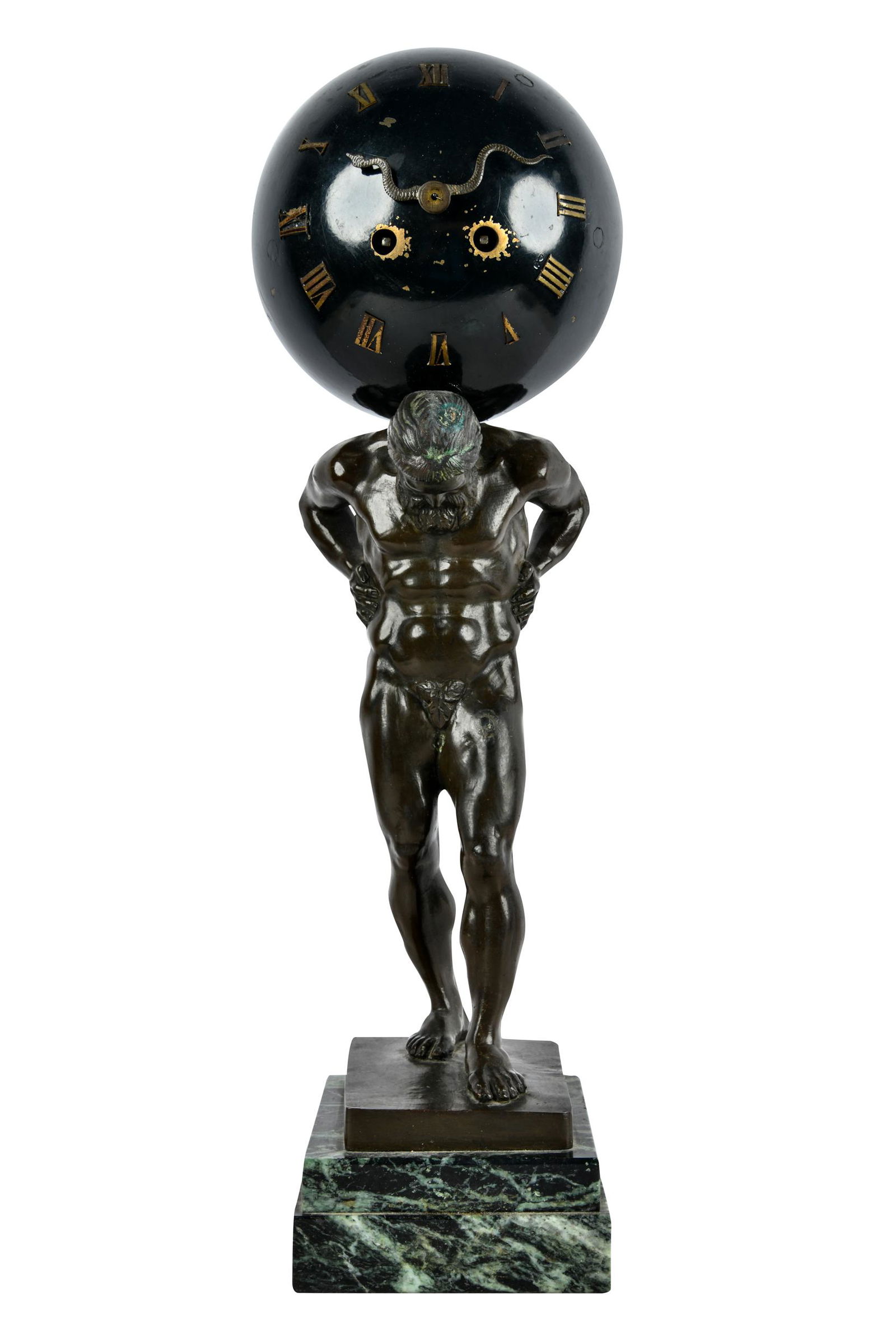 PATINATED BRONZE FIGURAL CLOCK (1 of 7)