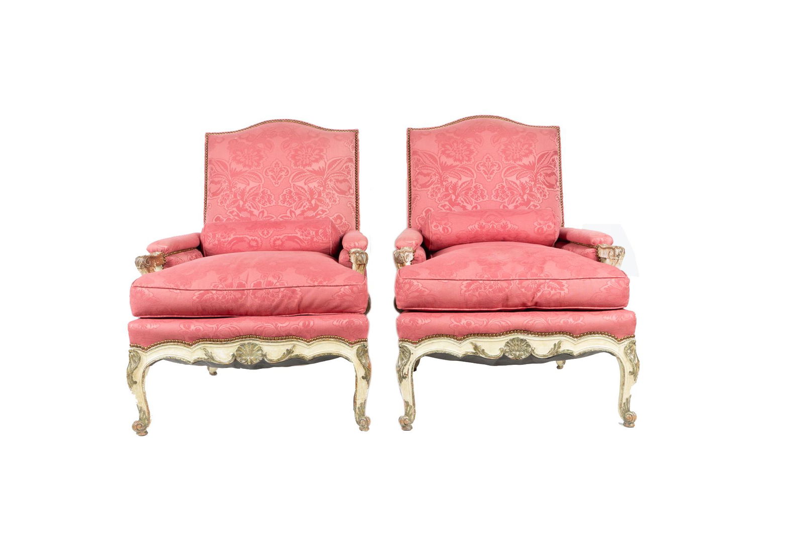 PAIR OF REGENCE-STYLE PAINTED & GILT WOOD BERGERES (1 of 16)