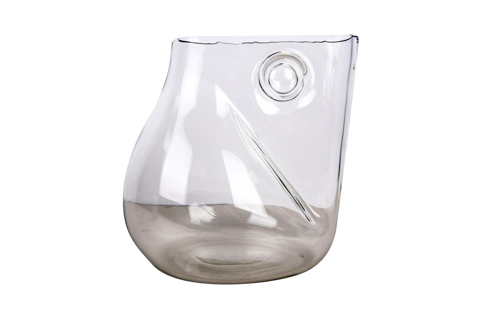 BARBINI MURANO FOR OGGETTI: CLEAR GLASS VASE: etched signature "Babini Murano" to underside 10 1/2 inches wide; 11 1/2 inches high