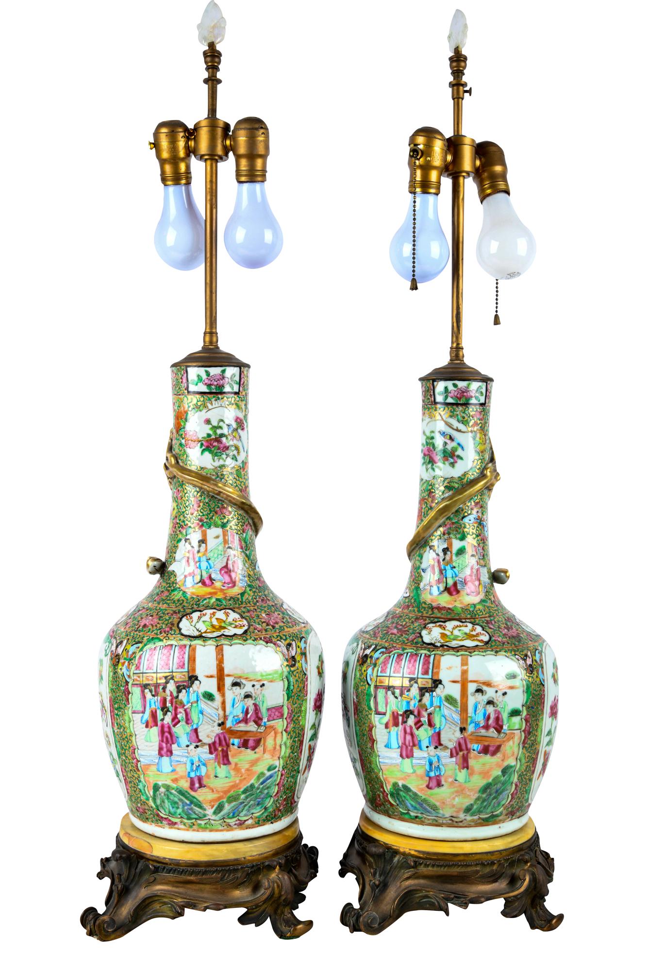 PAIR OF CHINESE FAMILLE ROSE PORCELAIN VASES (1 of 11)
