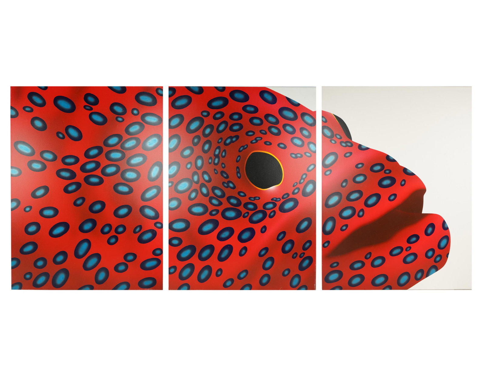 UNKNOWN ARTIST: EEL: unsigned triptych Condition: with surface abrasions and scuffs to each canvas each panel: 40 x 30 inches