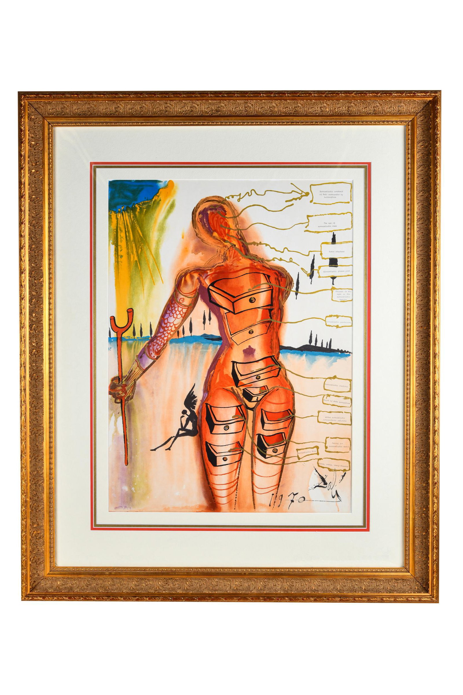 SALVADOR DALI (1904 - 1989): "VENUS WITH DRAWERS": lithograph signed and dated in the stone Condition: framed under Plexiglas, not examined out of frame. 29 1/2 x 22 3/4 inches sight; 45 1/2 x 37 1/2 inches frame