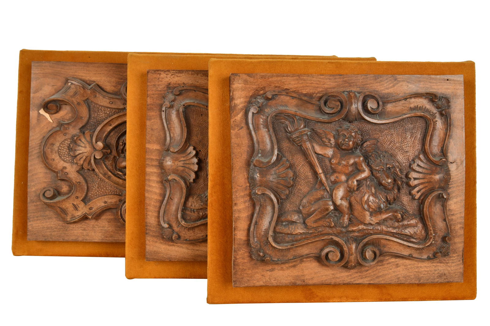 THREE FRENCH CARVED WOOD PLAQUES (1 of 9)