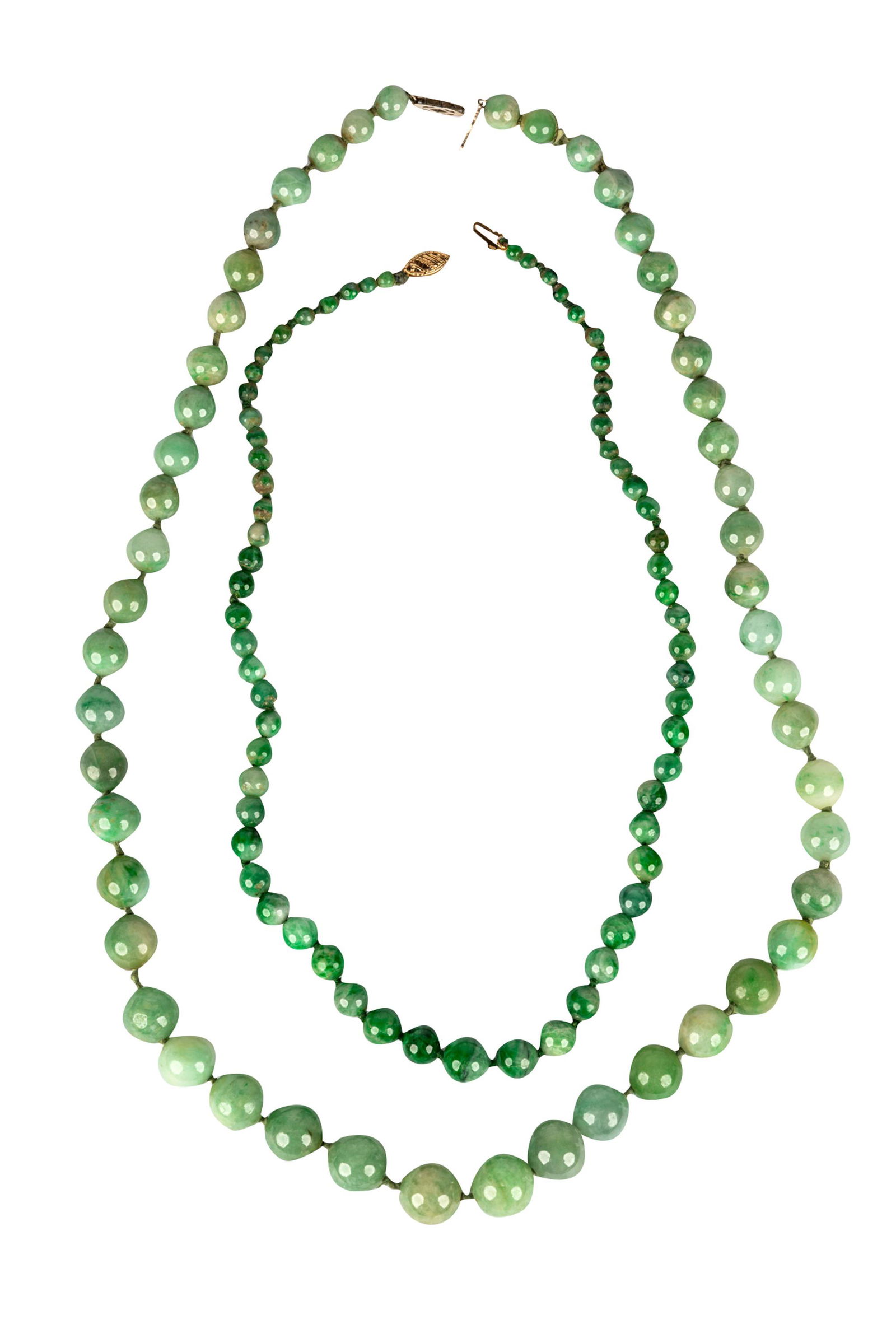 TWO 14 KARAT GOLD & JADEITE BEAD NECKLACES (1 of 11)