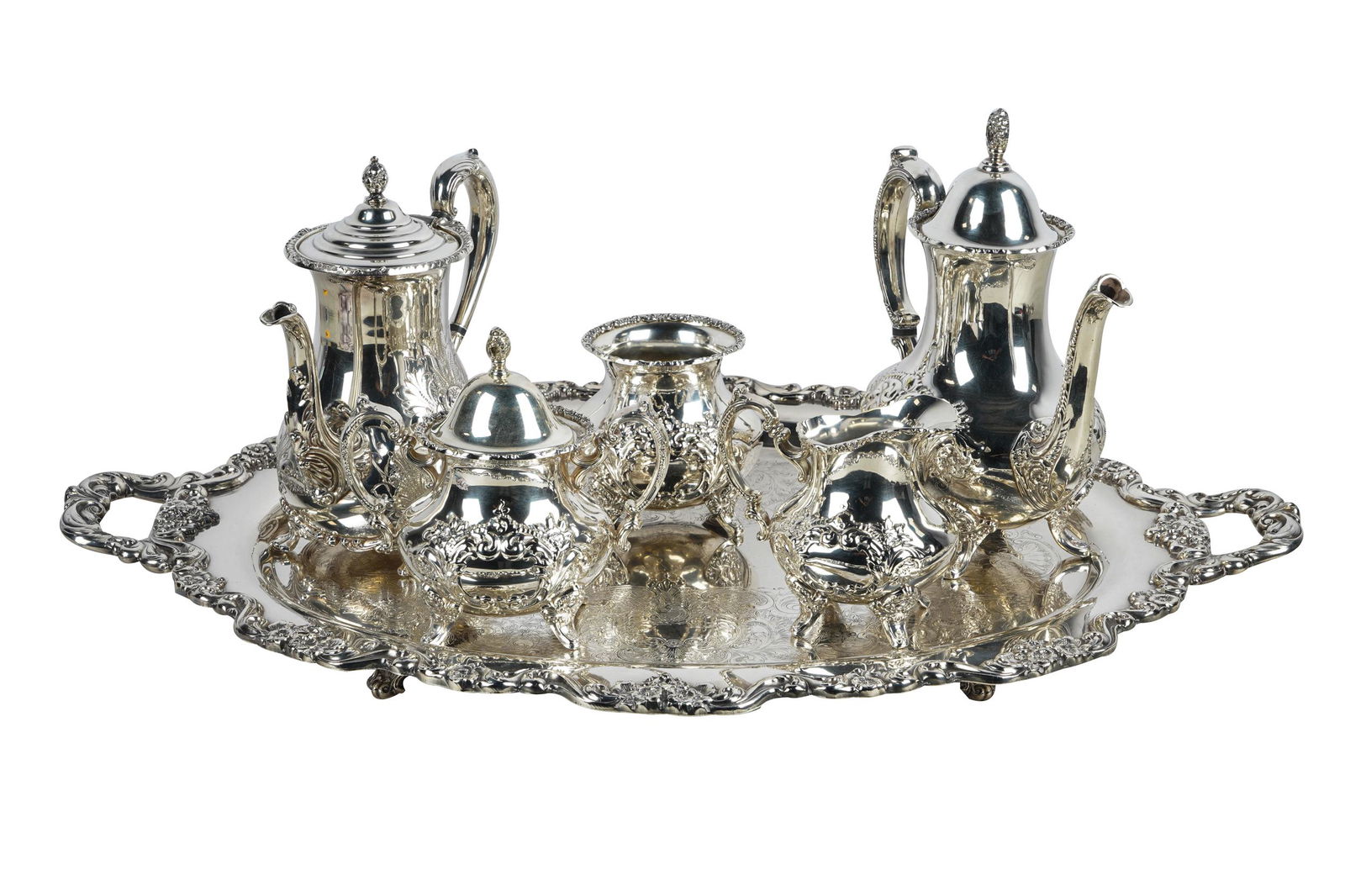 ASSEMBLED SILVERPLATE COFFEE SERVICE (1 of 14)