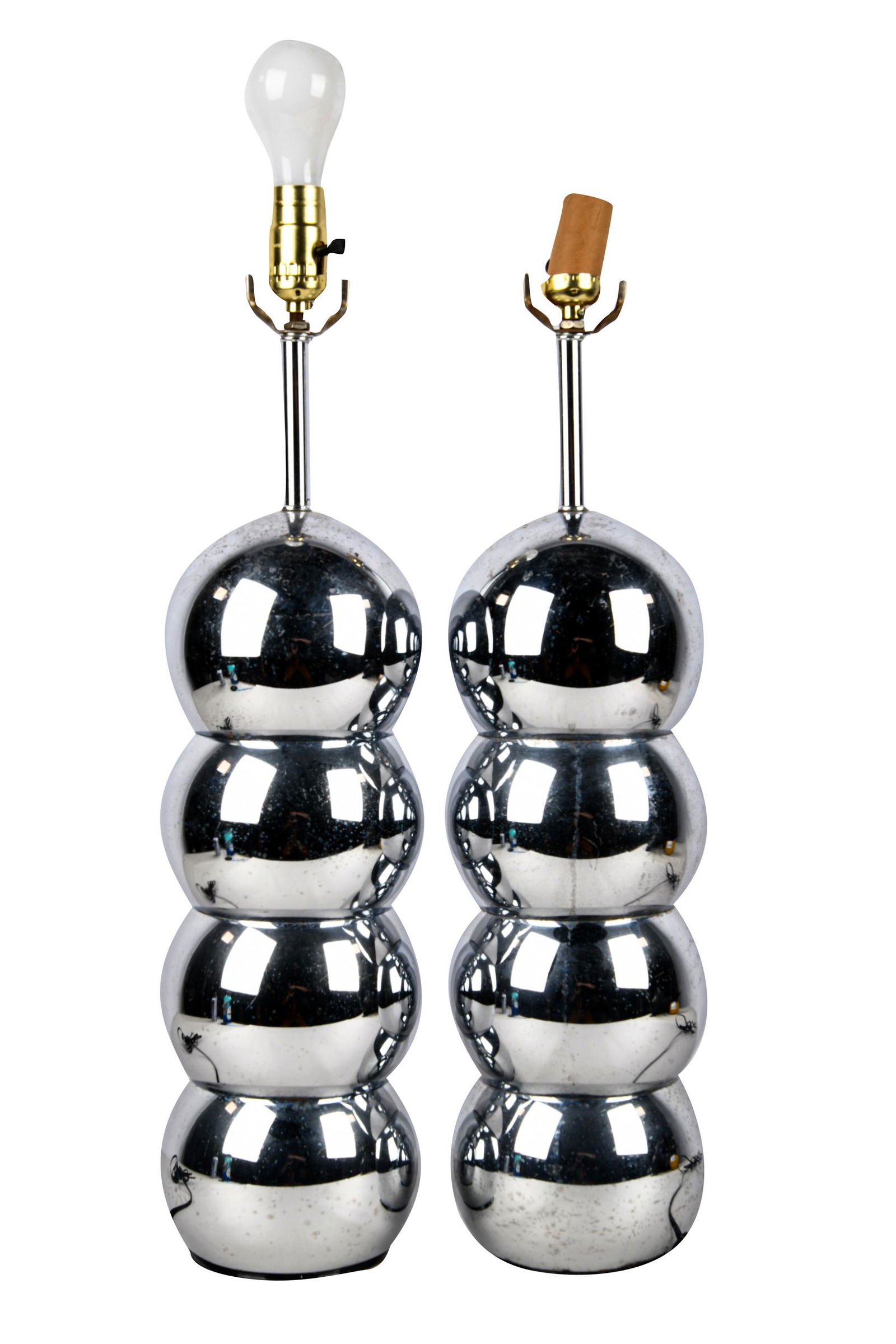PAIR OF CHROME MODERN TABLE LAMPS (1 of 5)
