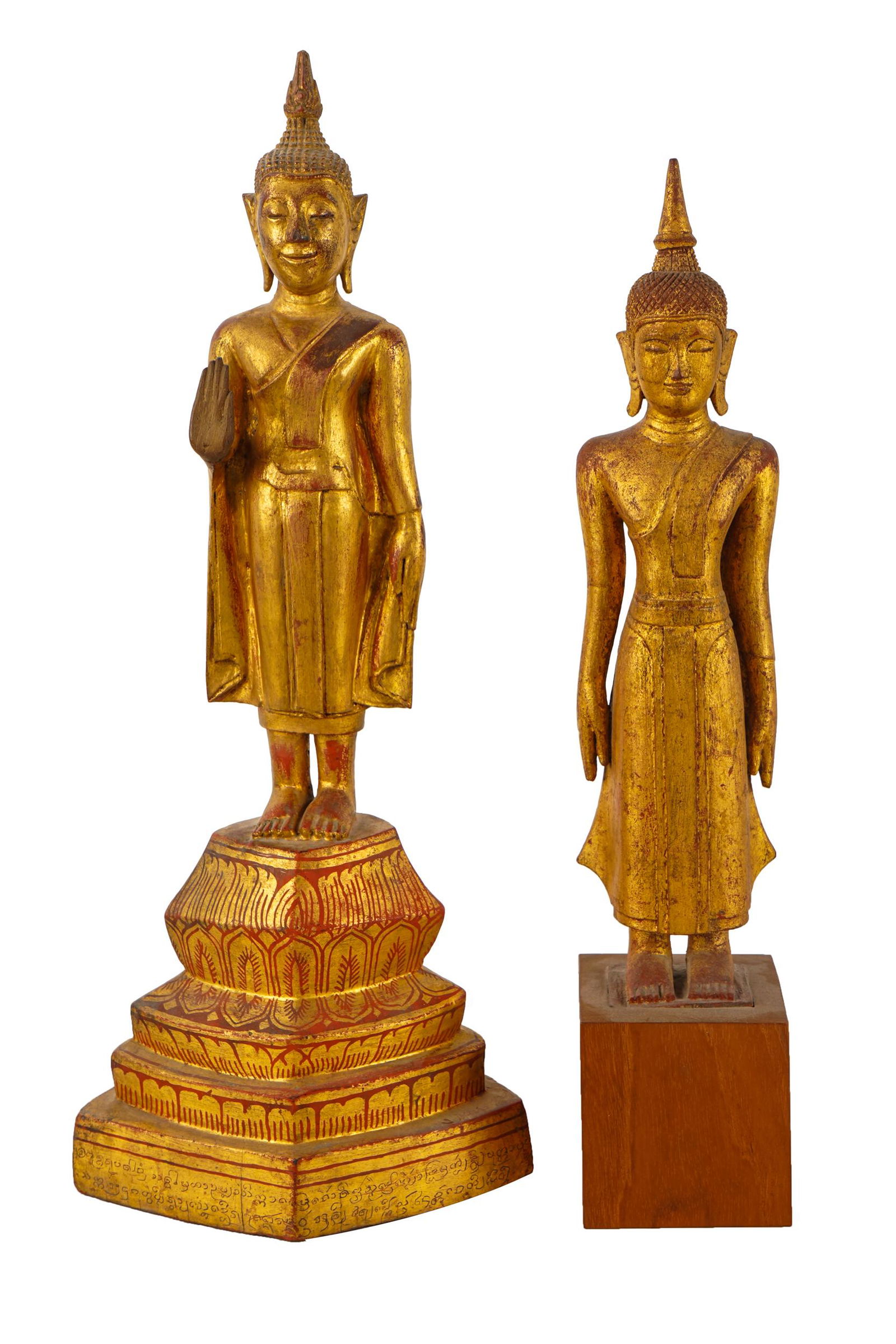 TWO THAI GILTWOOD BUDDHA FIGURES (1 of 11)