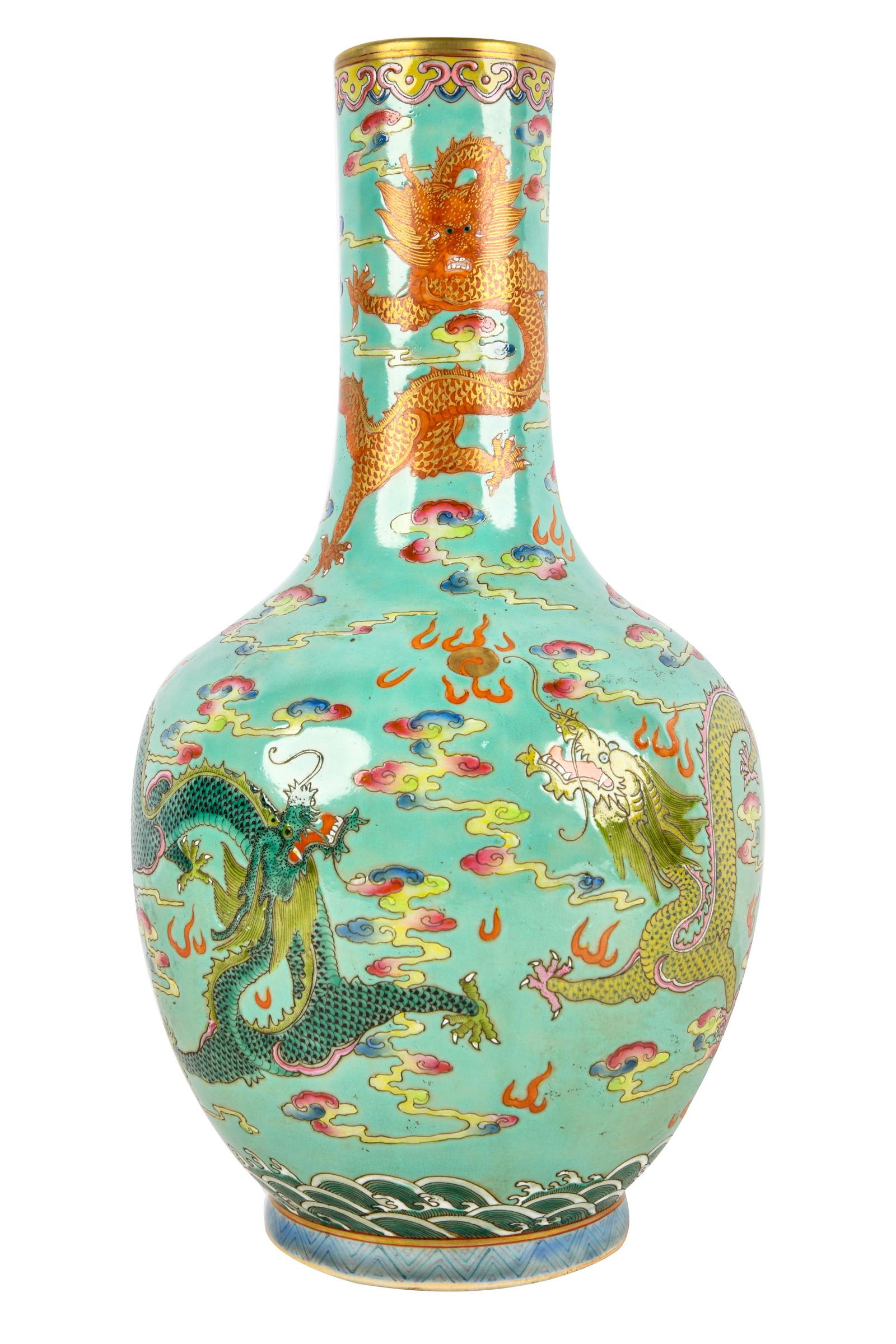 CHINESE GREEN-GROUND PORCELAIN 'DRAGON' VASE (1 of 10)