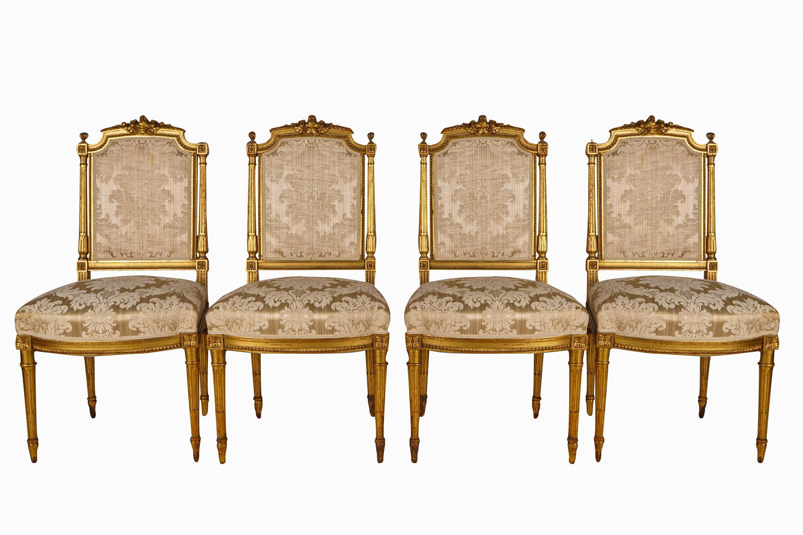 SET OF FOUR LOUIS XVI STYLE GILTWOOD DINING CHAIRS (1 of 11)