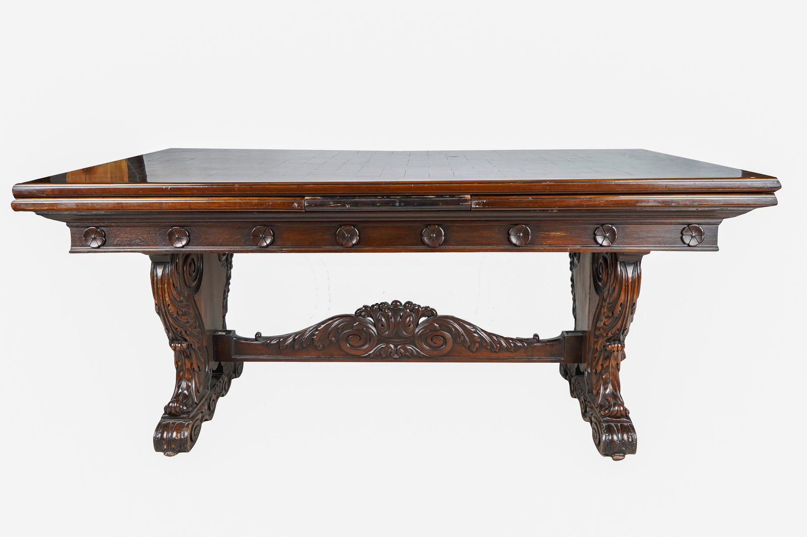 RENAISSANCE-STYLE CARVED WALNUT DINING TABLE (1 of 11)