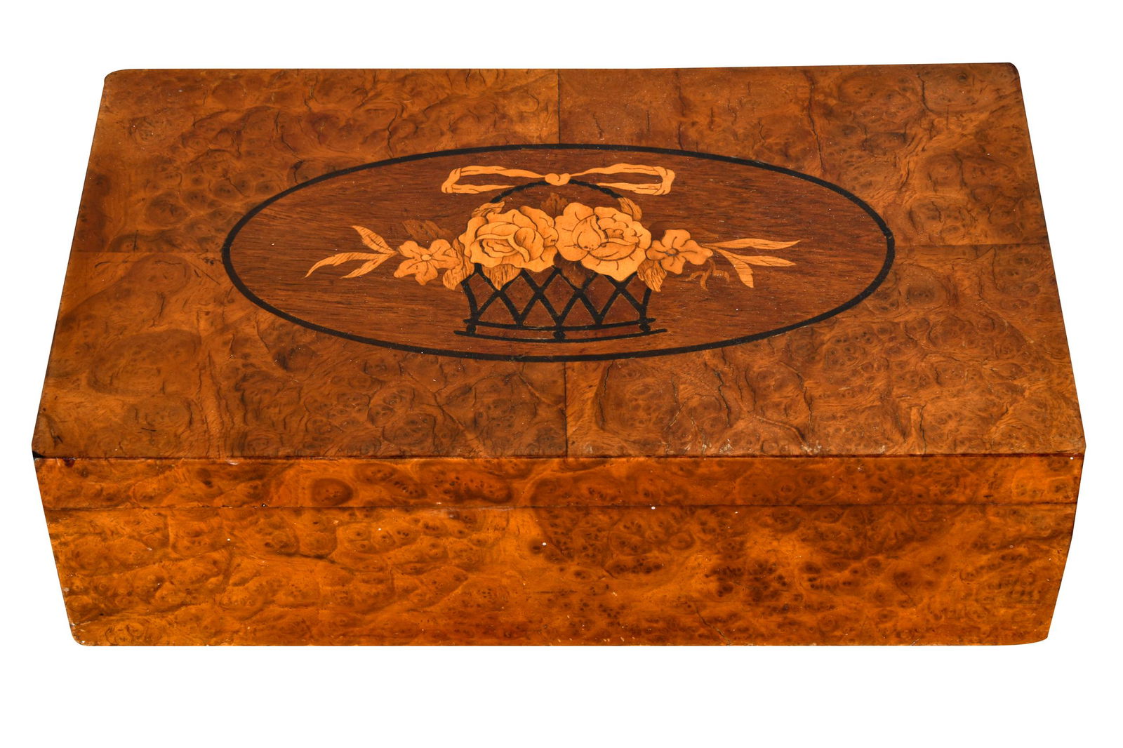 MARQUETRY INLAID BURL BOX (1 of 8)
