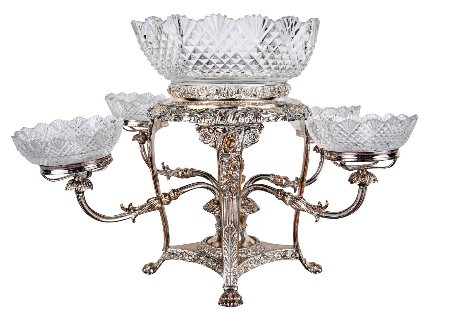 SHEFFIELD SILVERPLATE & CUT GLASS EPERGNE (1 of 11)