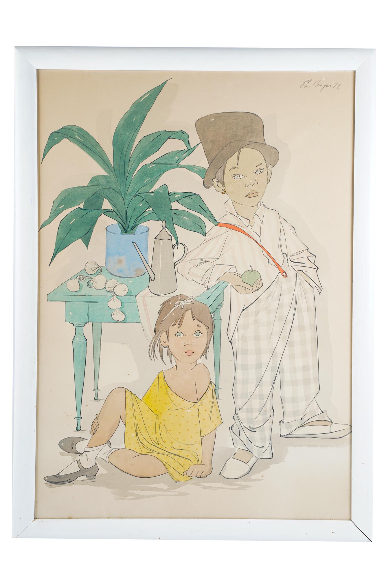 PHILIPPE HENRI NOYER (1917-1985): "TWO CHILDREN" (1 of 9)