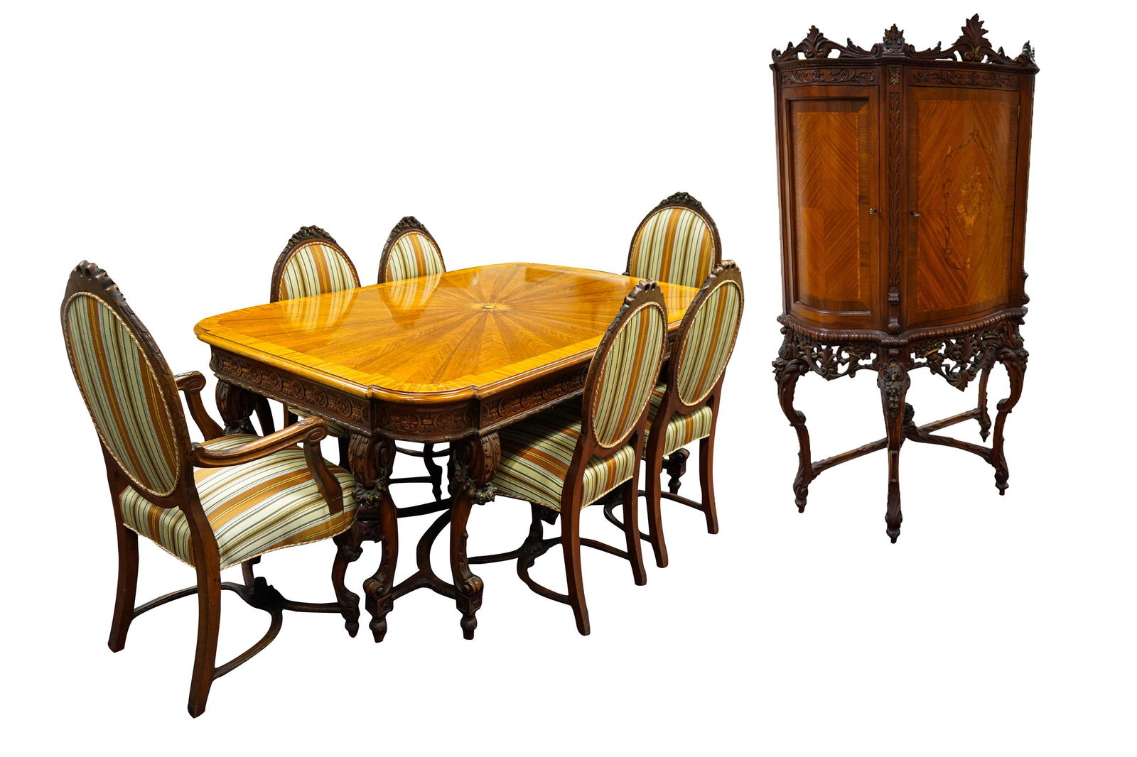 NEOCLASSICAL CARVED WALNUT DINING SET (1 of 19)