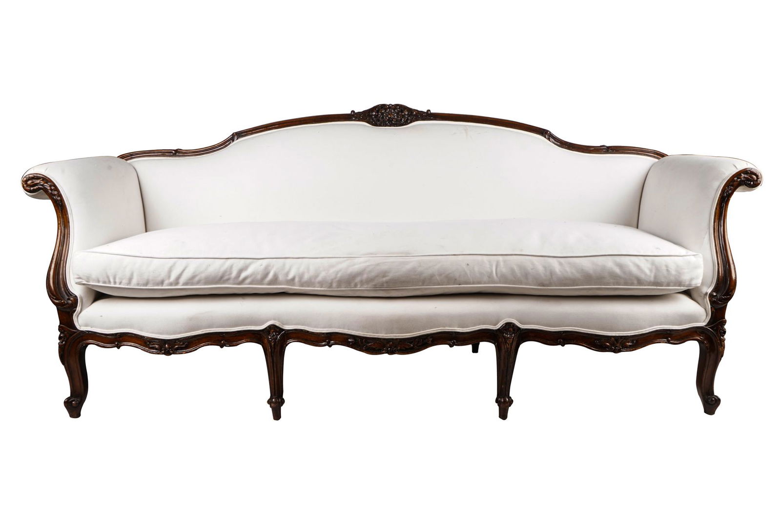 LOUIS XV PROVINCIAL STYLE CARVED WALNUT SETTEE (1 of 9)