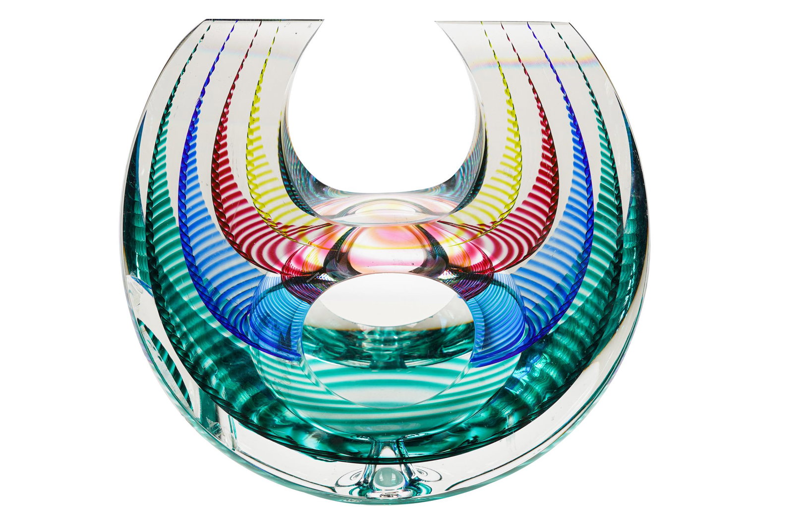 KIT KARBLER & MICHAEL DAVID ART GLASS SCULPTURE: signed with inventory number 109339 Condition: with thick earthquake putty to underside 7 1/4 inches high