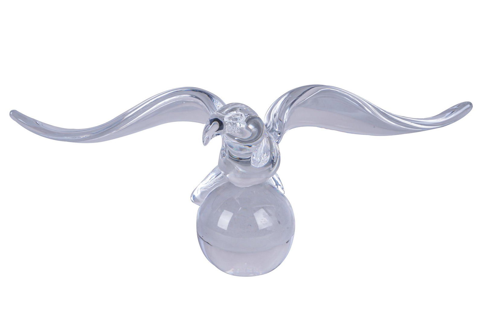 STEUBEN EAGLE: signed underside Condition: with residue underside 13 1/4 inches wide; 5 1/4 inches high