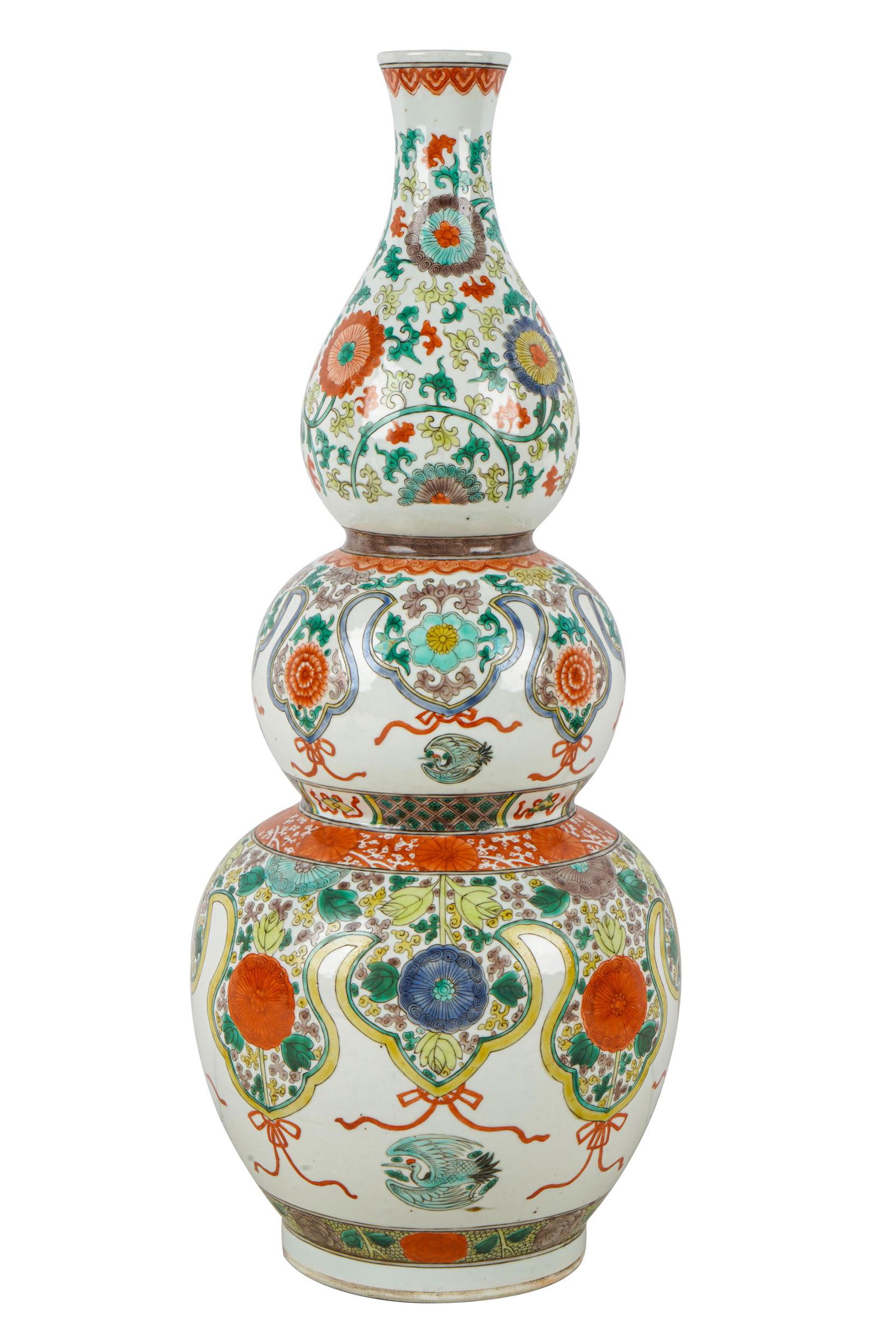 CHINESE FAMILLE VERTE PORCELAIN GOURD VASE (1 of 12)