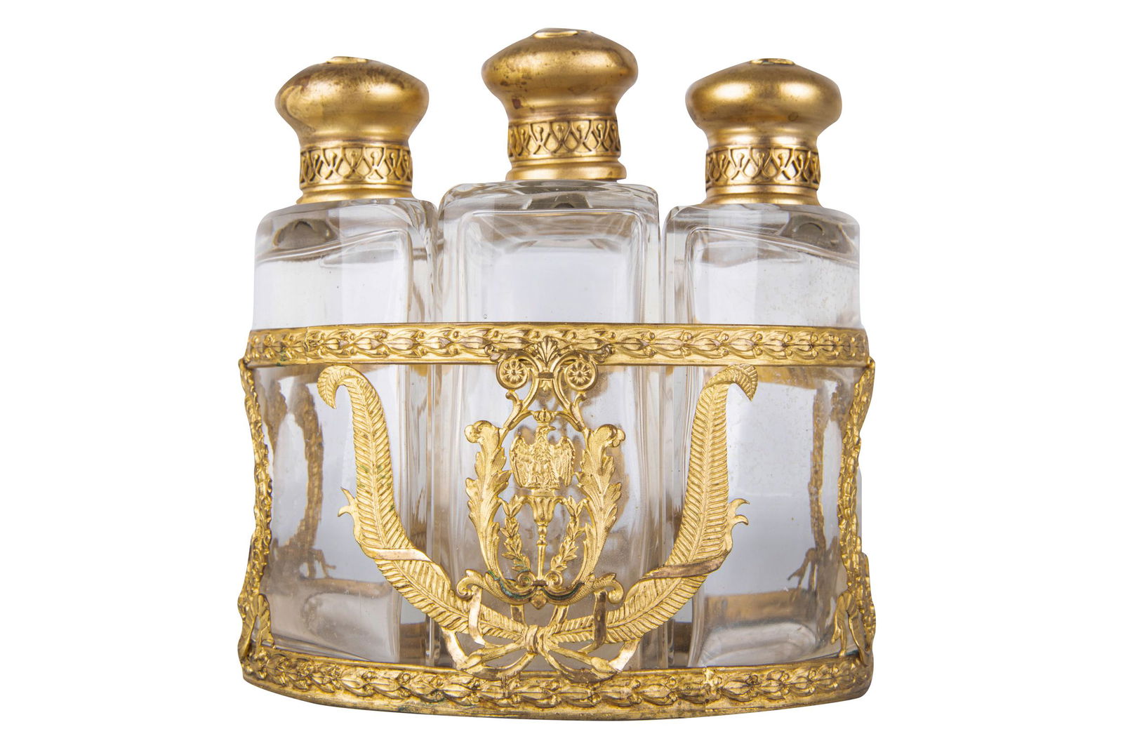 NEOCLASSICAL STYLE GILT BRASS PERFUME BOTTLE HOLDER (1 of 9)