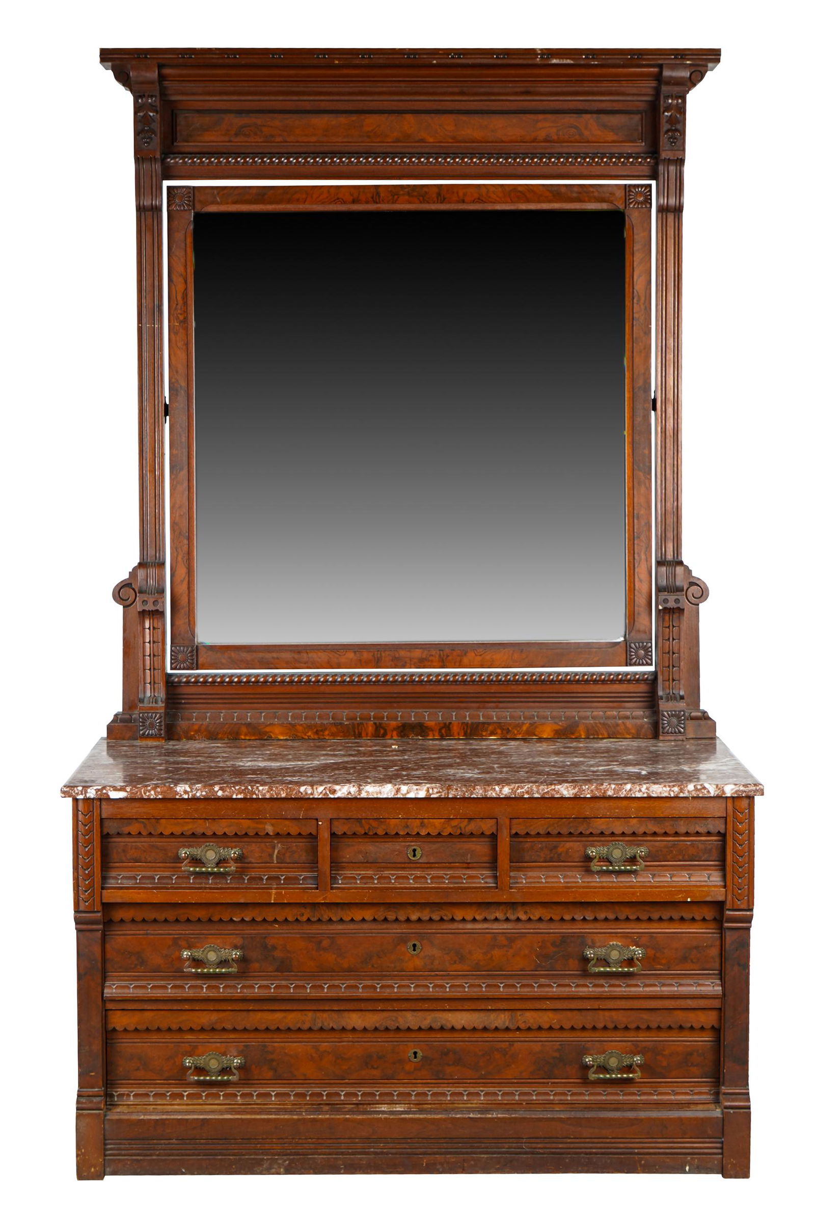 EASTLAKE MIRROR-BACK MARBLE-TOP DRESSER (1 of 9)