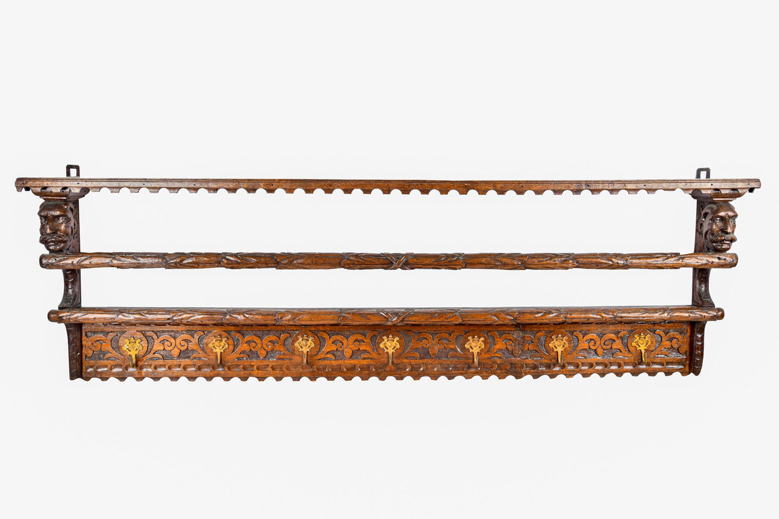 CONTINENTAL CARVED OAK COAT RACK (1 of 7)