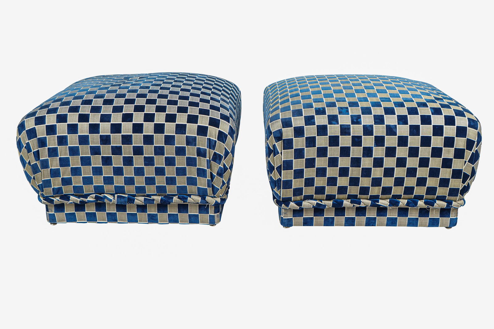 PAIR CONTEMPORARY UPHOLSTERED OTTOMANS (1 of 8)