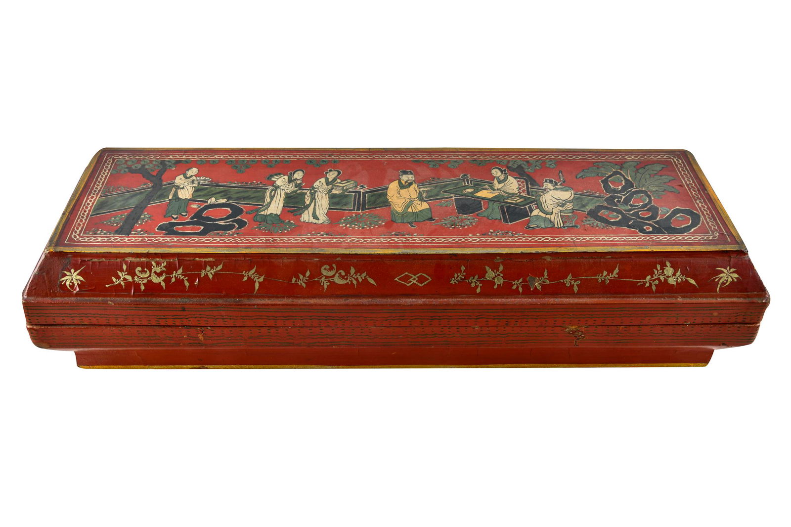 CHINESE LACQUERED WOOD SCROLL BOX (1 of 6)