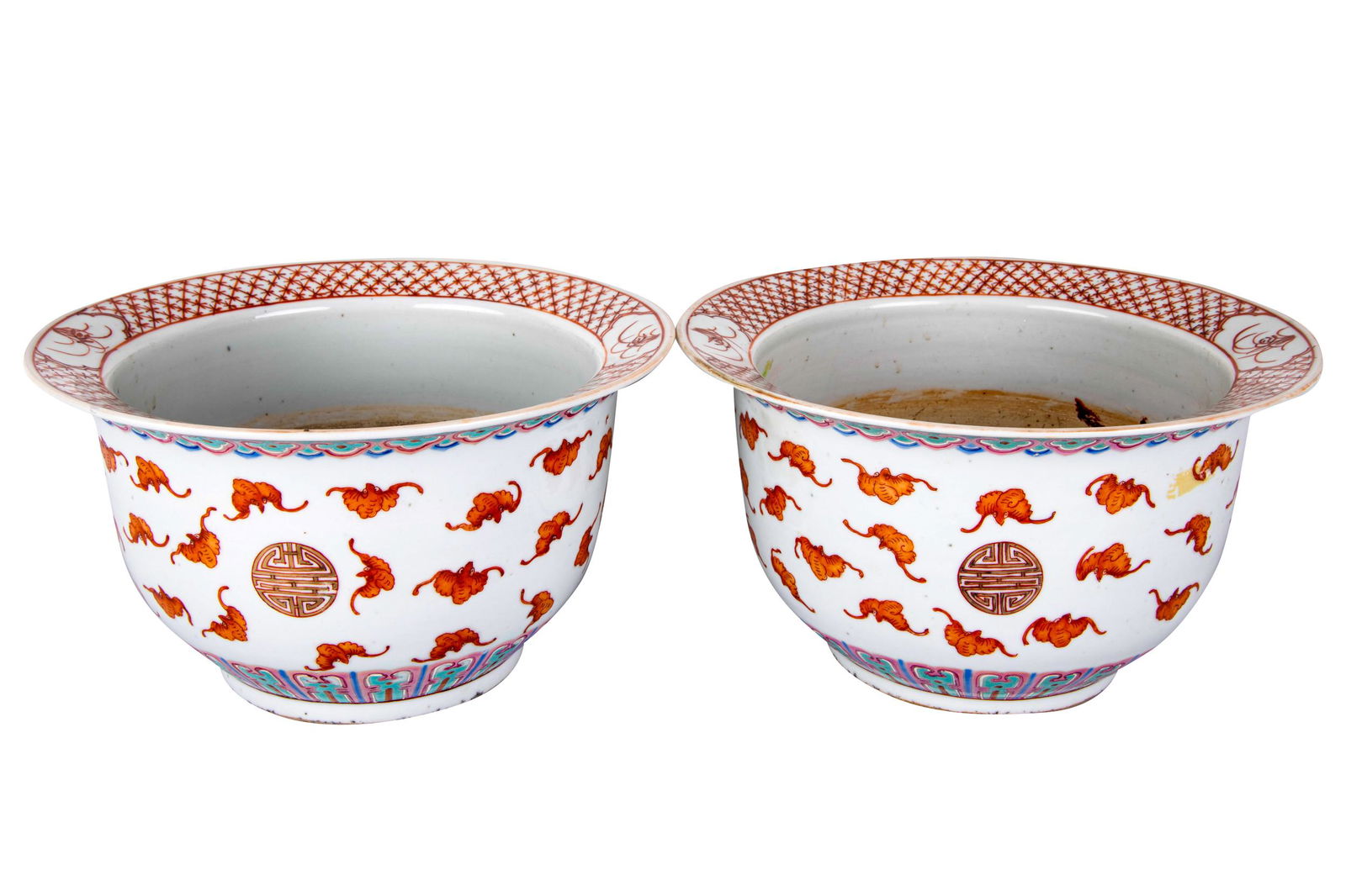 PAIR OF CHINESE CERAMIC PLANTER POTS (1 of 9)