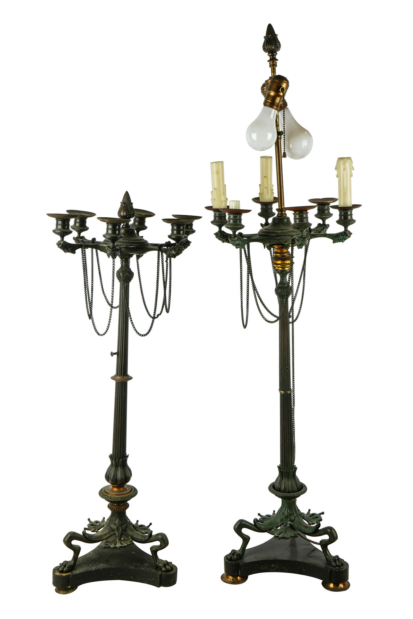 PAIR OF EMPIRE STYLE BRONZE CANDELABRA (1 of 14)