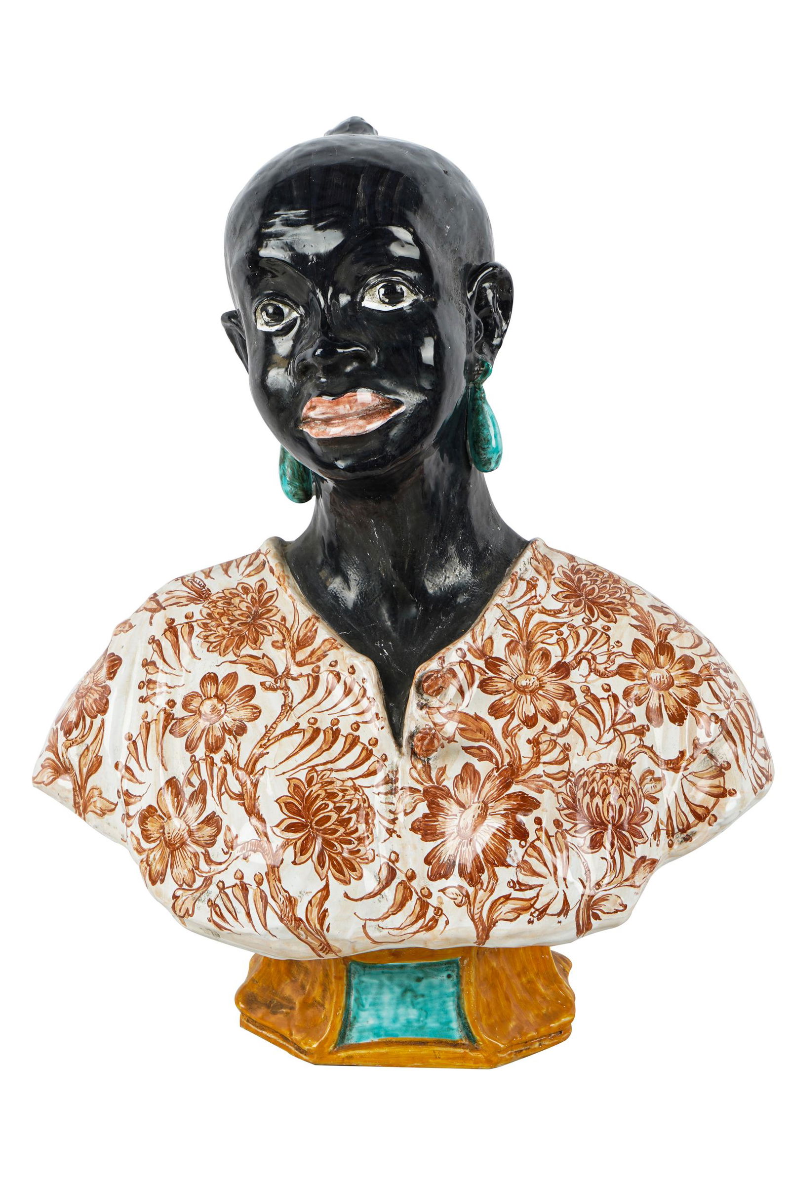 ITALIAN GLAZED TERRACOTTA BLACKAMOOR BUST (1 of 8)