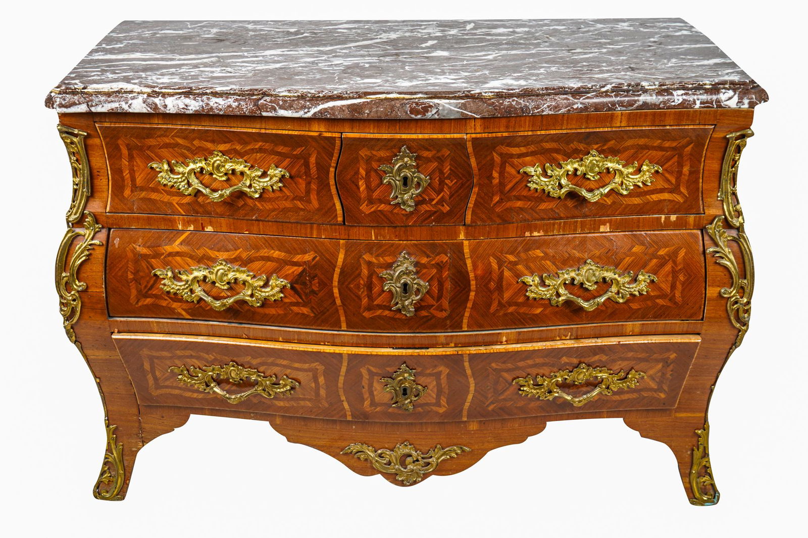 REGENCE STYLE GILT BRONZE-MOUNTED PARQUETRY COMMODE (1 of 9)