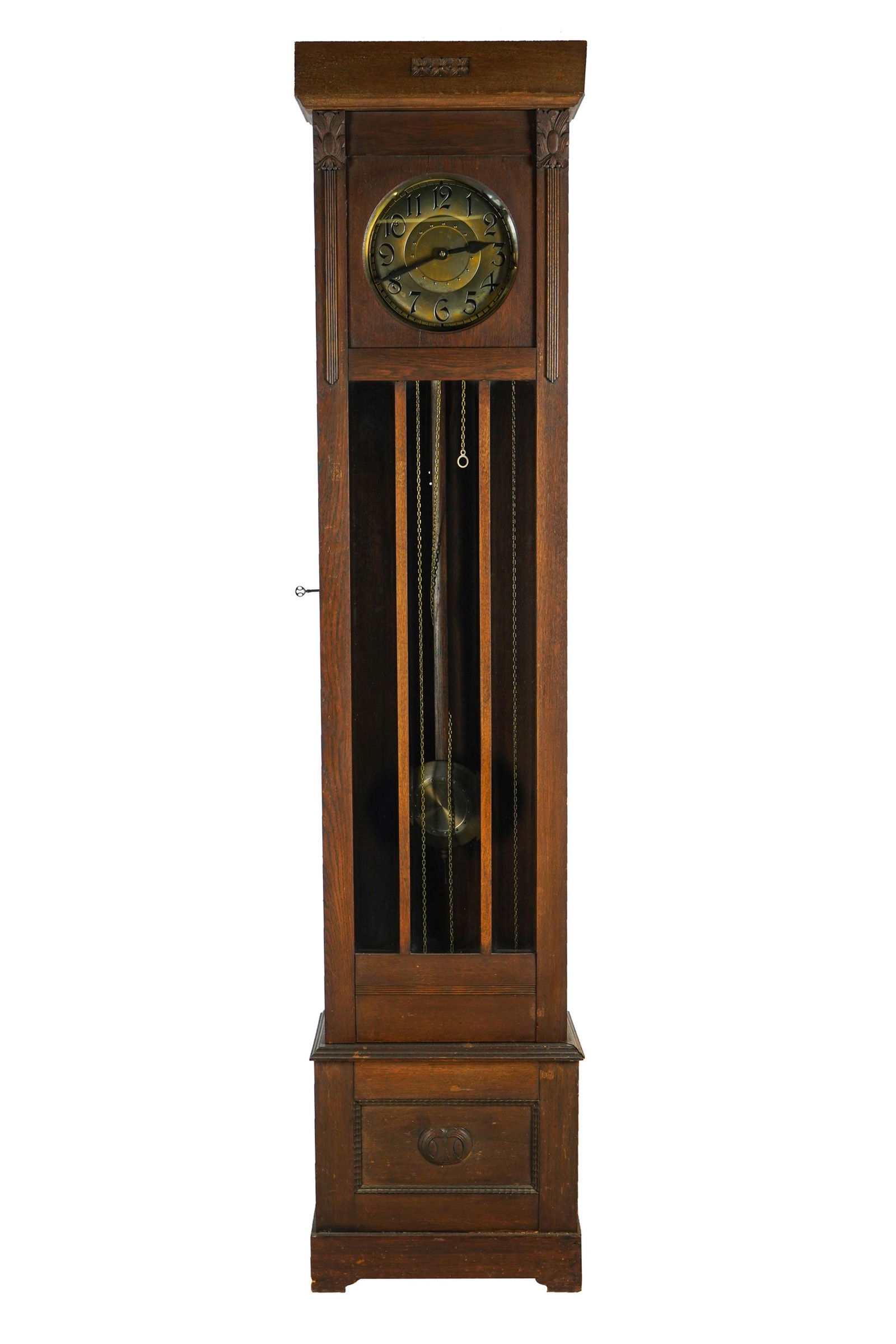 GERMAN OAK TALL CASE CLOCK (1 of 11)