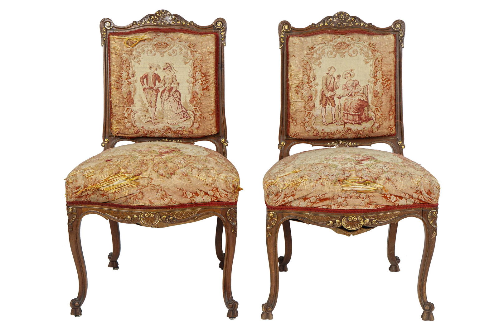 PAIR OF TAPESTRY-COVERED SIDE CHAIRS (1 of 9)