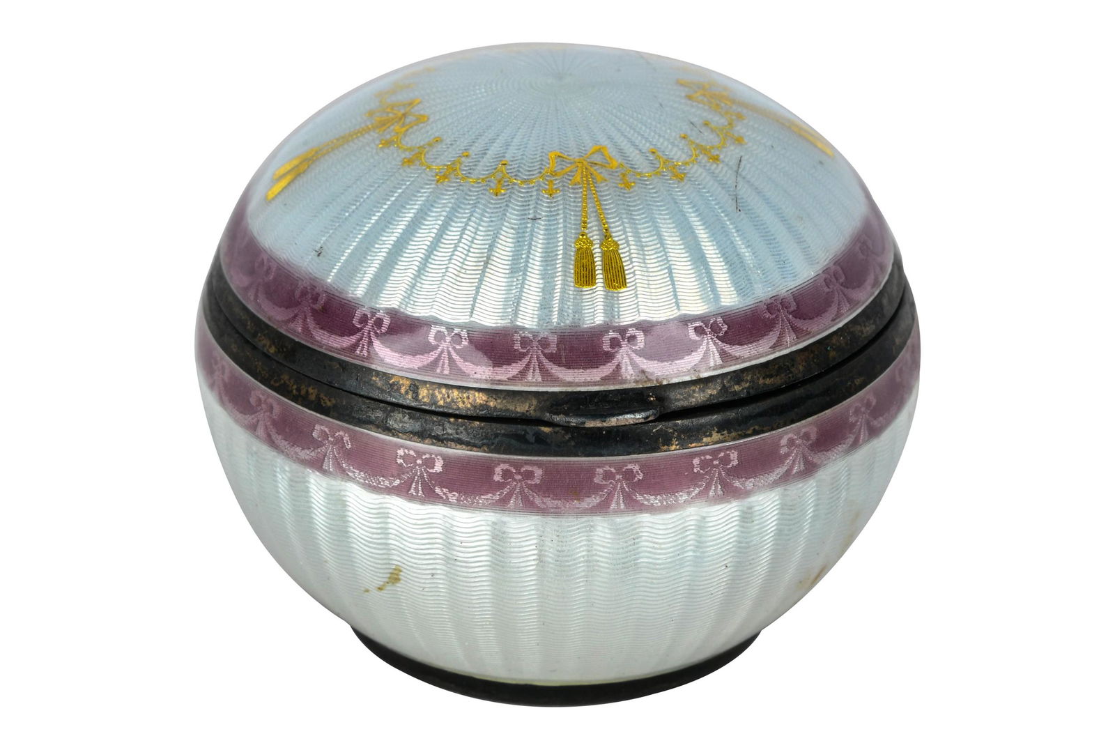 ROUND ENAMEL & SILVER BOX (1 of 6)