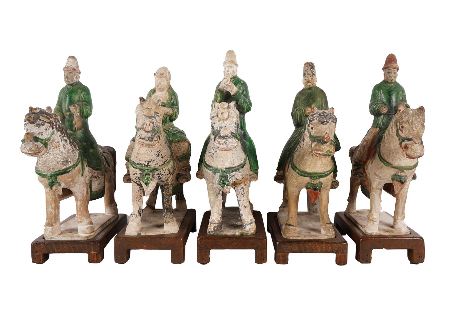 FIVE CHINESE POTTERY EQUESTRIAN FIGURES (1 of 12)