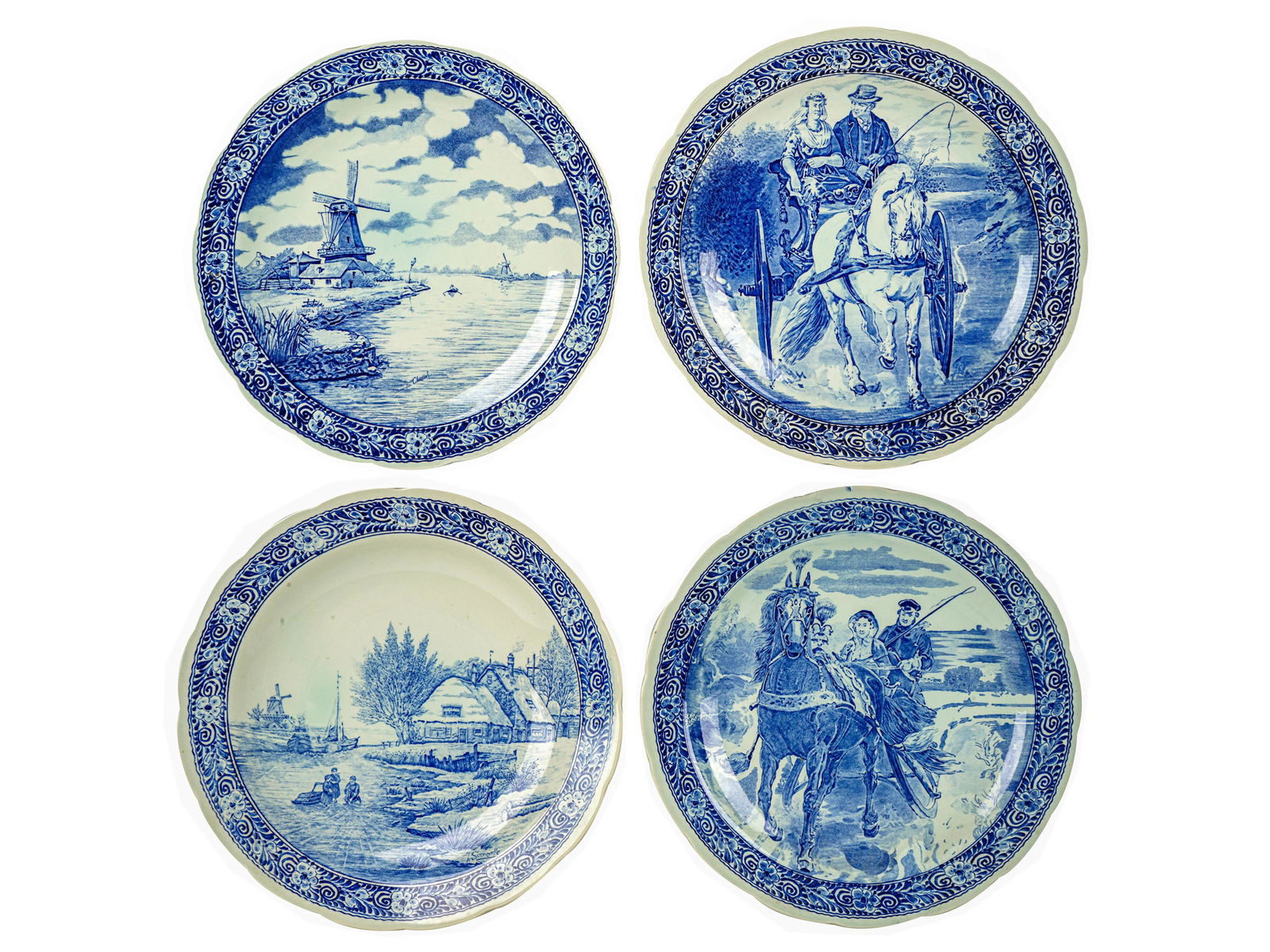 FOUR DELFTS PORCELAIN CHARGERS (1 of 11)