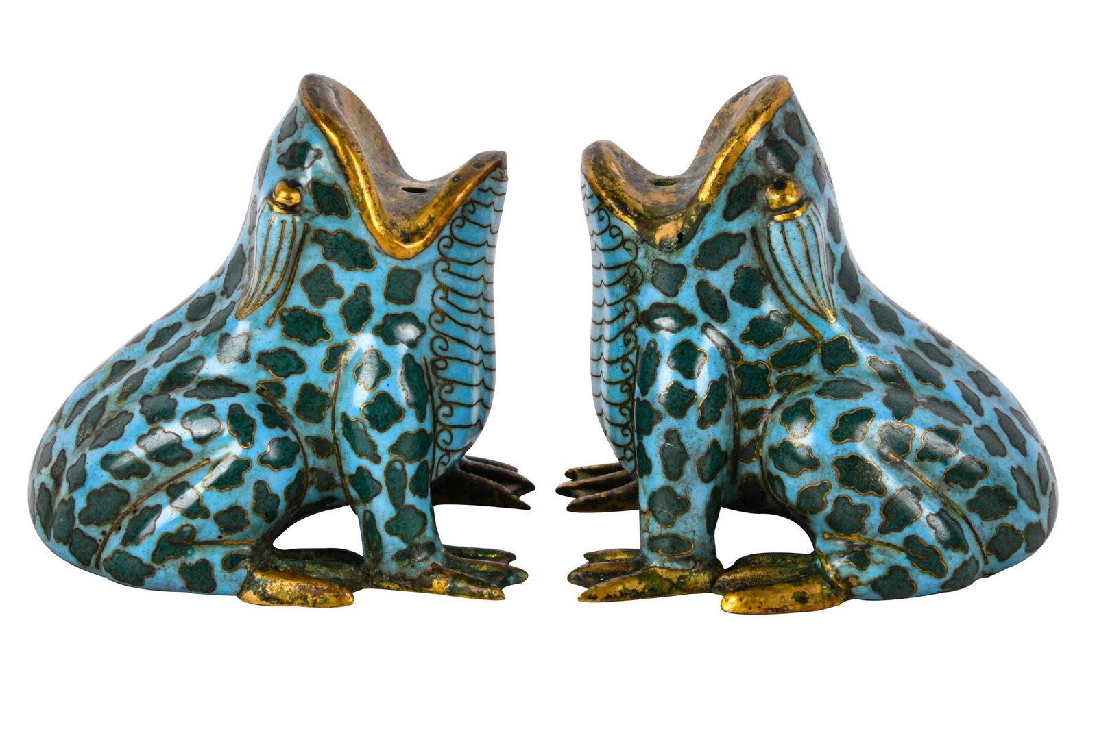 TWO CLOISONNE ENAMEL FROGS (1 of 7)