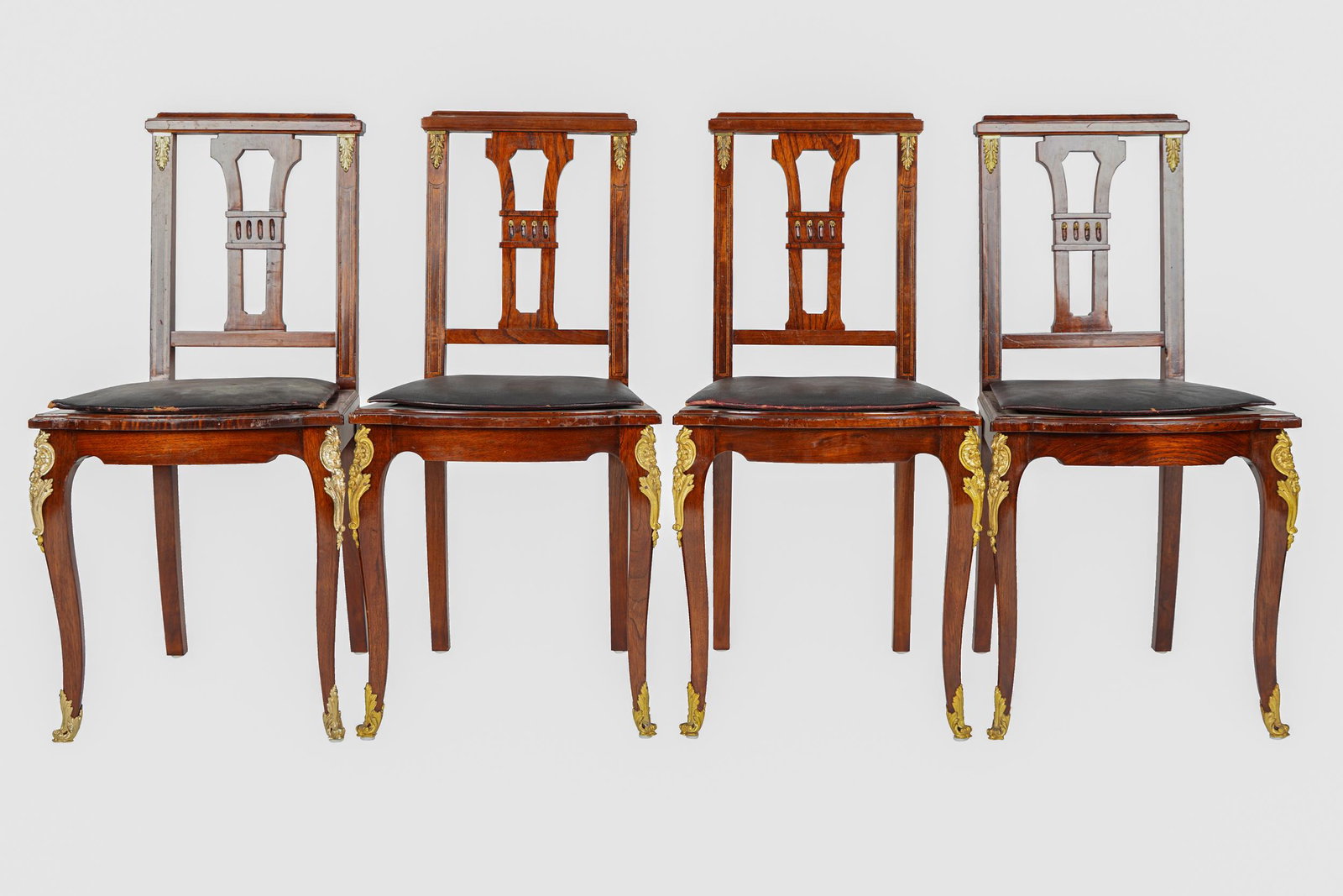 FOUR ORMOLU-MOUNTED MAHOGANY & CANE SIDE CHAIRS (1 of 11)