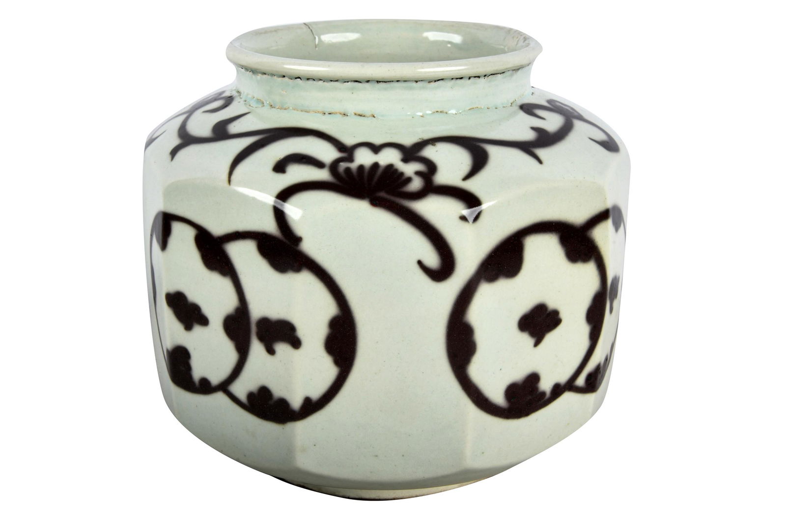 KOREAN BROWN & WHITE-GLAZED CERAMIC JAR (1 of 7)