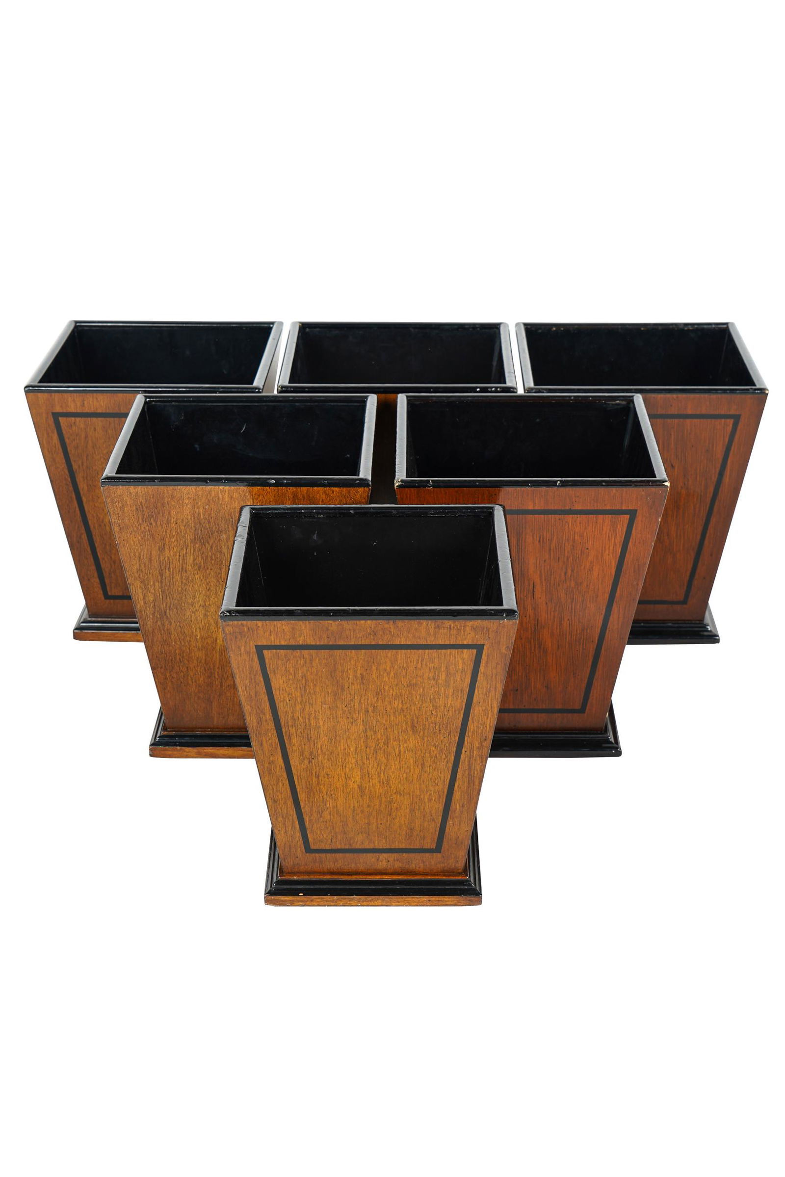 SIX REGENCY STYLE WOODEN WASTE BASKETS (1 of 9)