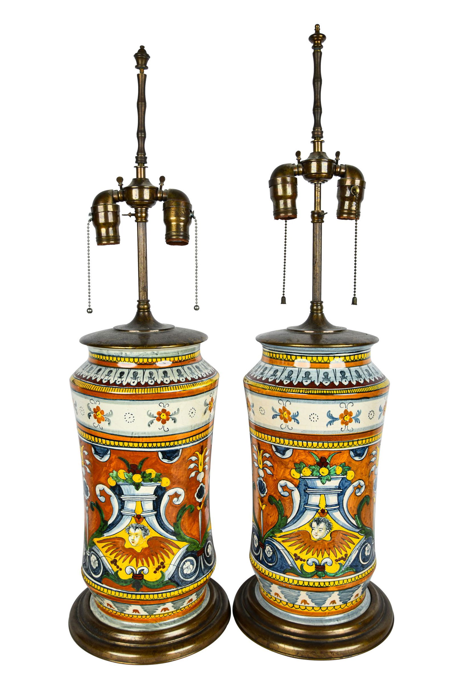 PAIR OF MAJOLICA ALBARELLO TABLE LAMPS (1 of 10)