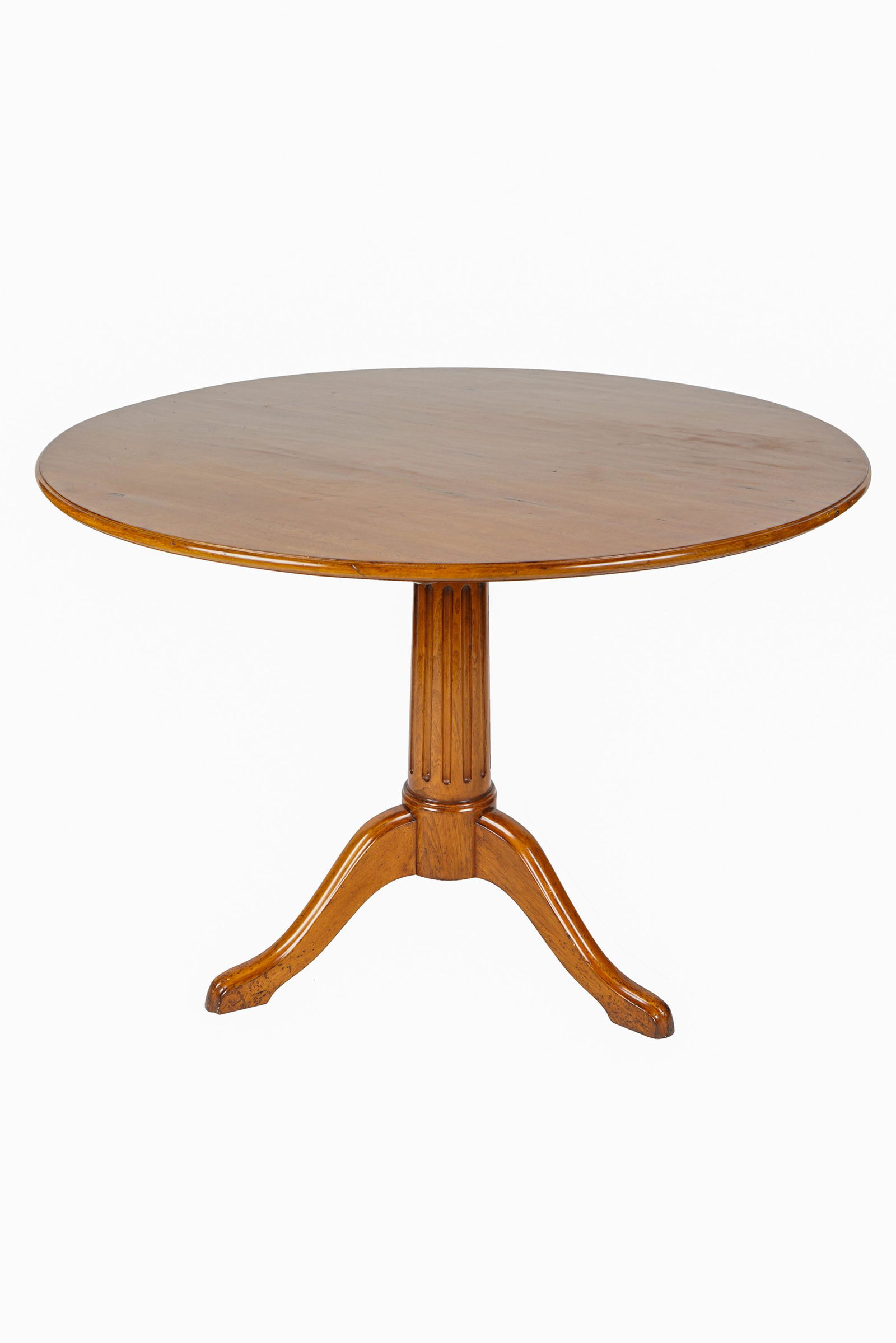 JOHN HALL TRIPOD CENTER TABLE: with paper label to underside the top: 41 1/2 inches diameter; 30 inches high