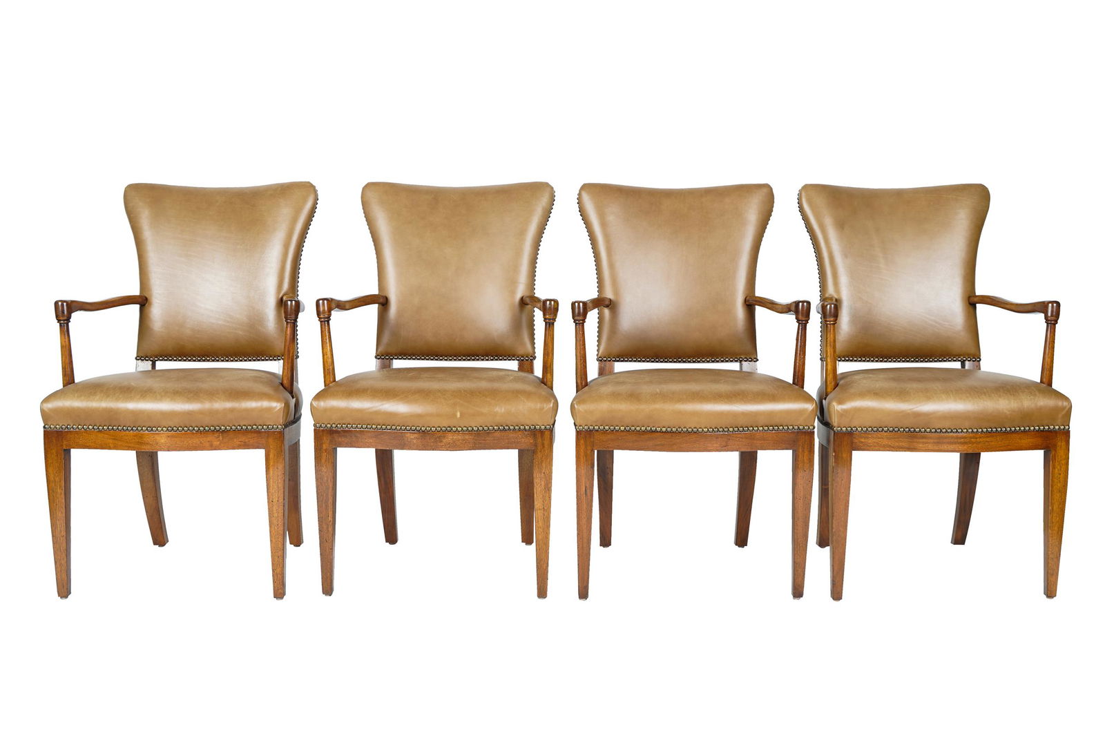 SET OF FOUR MAHOGANY OPEN ARMCHAIRS (1 of 7)