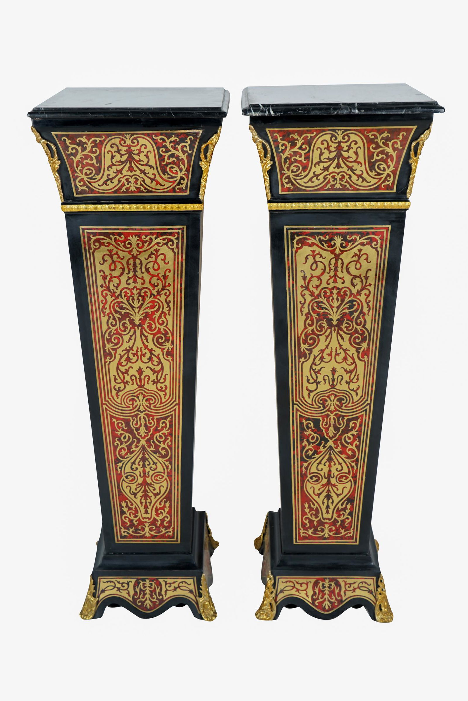 PAIR OF BOULLE STYLE PEDESTALS (1 of 9)