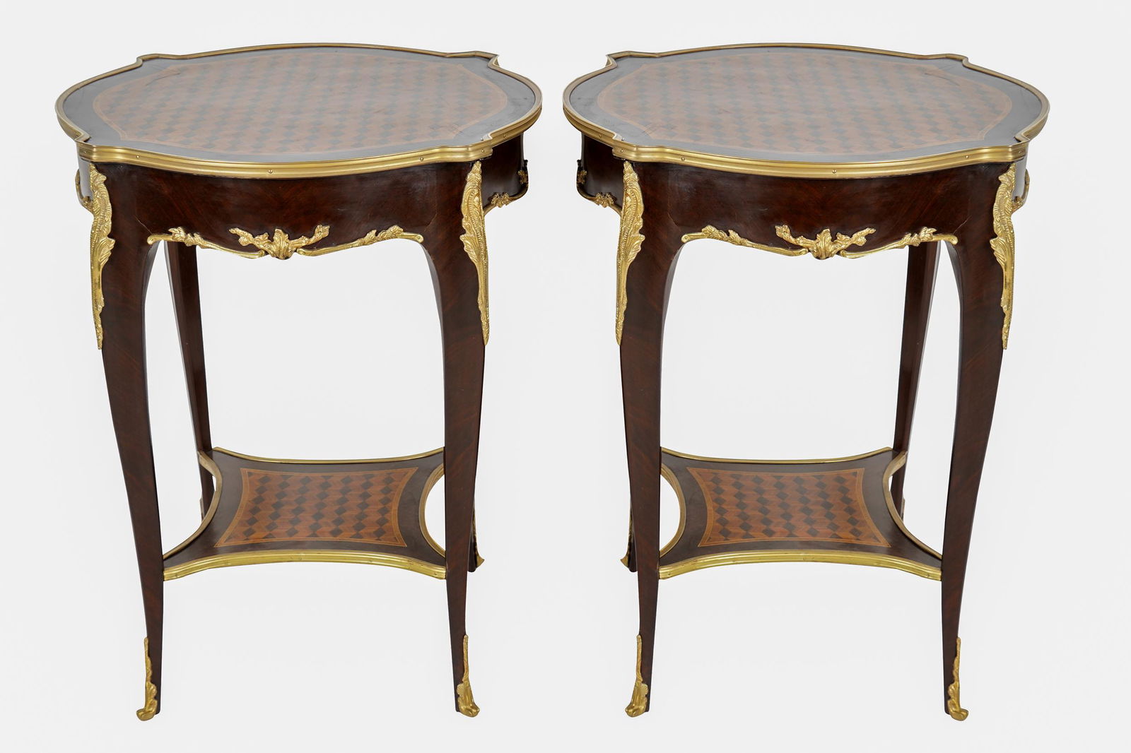 PAIR OF LOUIS XV STYLE PARQUETRY INLAID GUERIDONS (1 of 10)