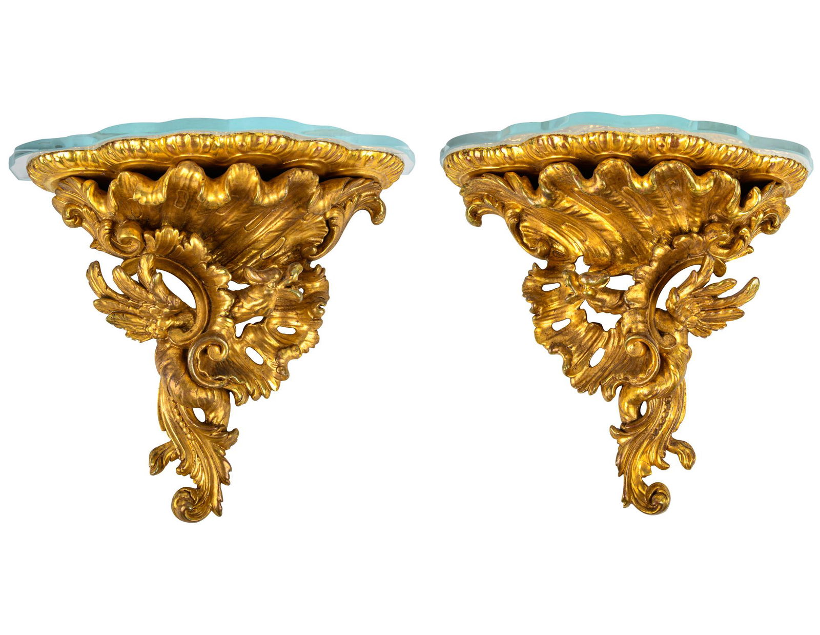 PAIR OF ROCOCO STYLE GILT WOOD WALL BRACKETS (1 of 5)