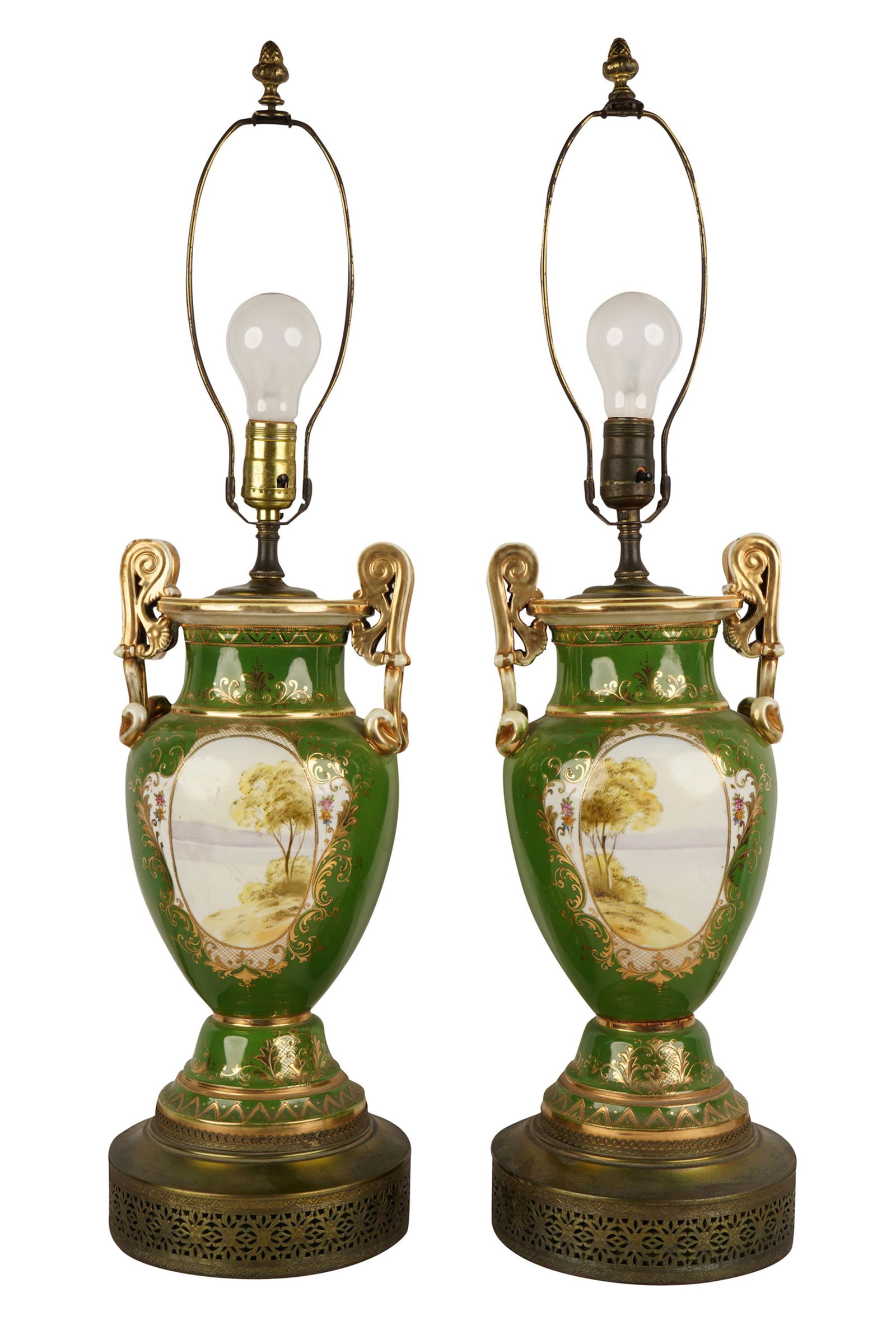 PAIR OF SEVRES-STYLE PORCELAIN URNS (1 of 14)