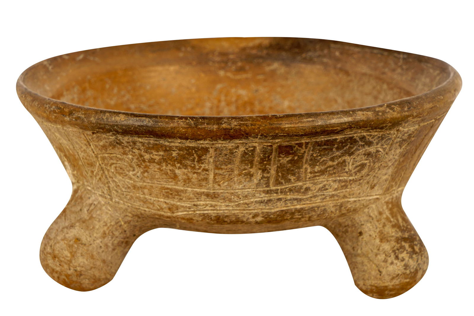 PRE-COLUMBIAN STYLE POTTERY FOOTED BOWL (1 of 6)
